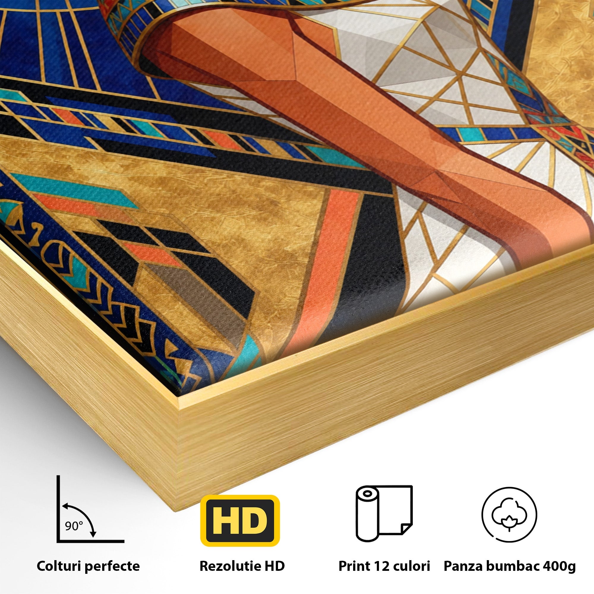 Tablou Canvas Premium LuxCanva® T1055, Regina Soarelui, Egipt, Regina, Portret, Art Deco, Birou, Culori Vibrante