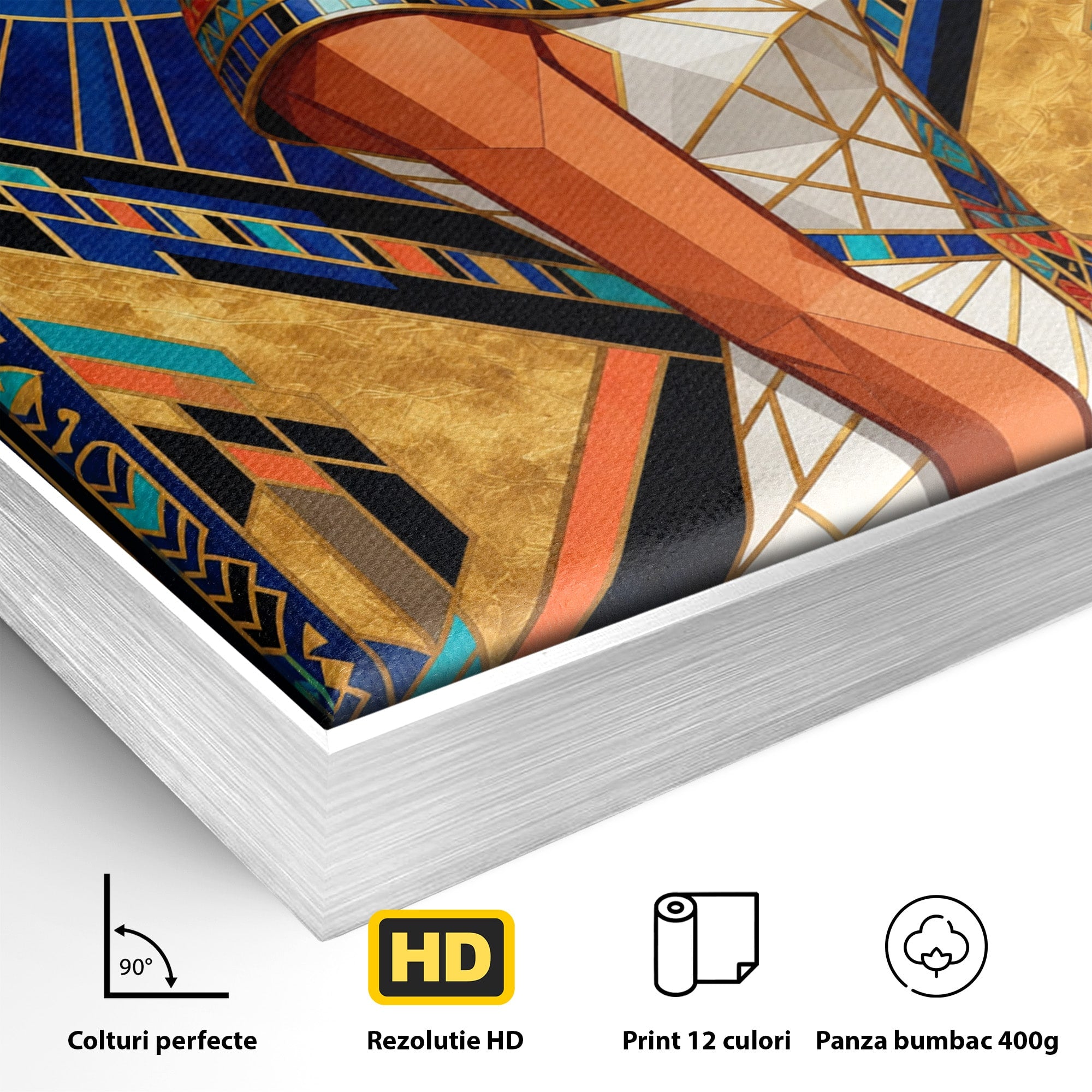 Tablou Canvas Premium LuxCanva® T1055, Regina Soarelui, Egipt, Regina, Portret, Art Deco, Birou, Culori Vibrante
