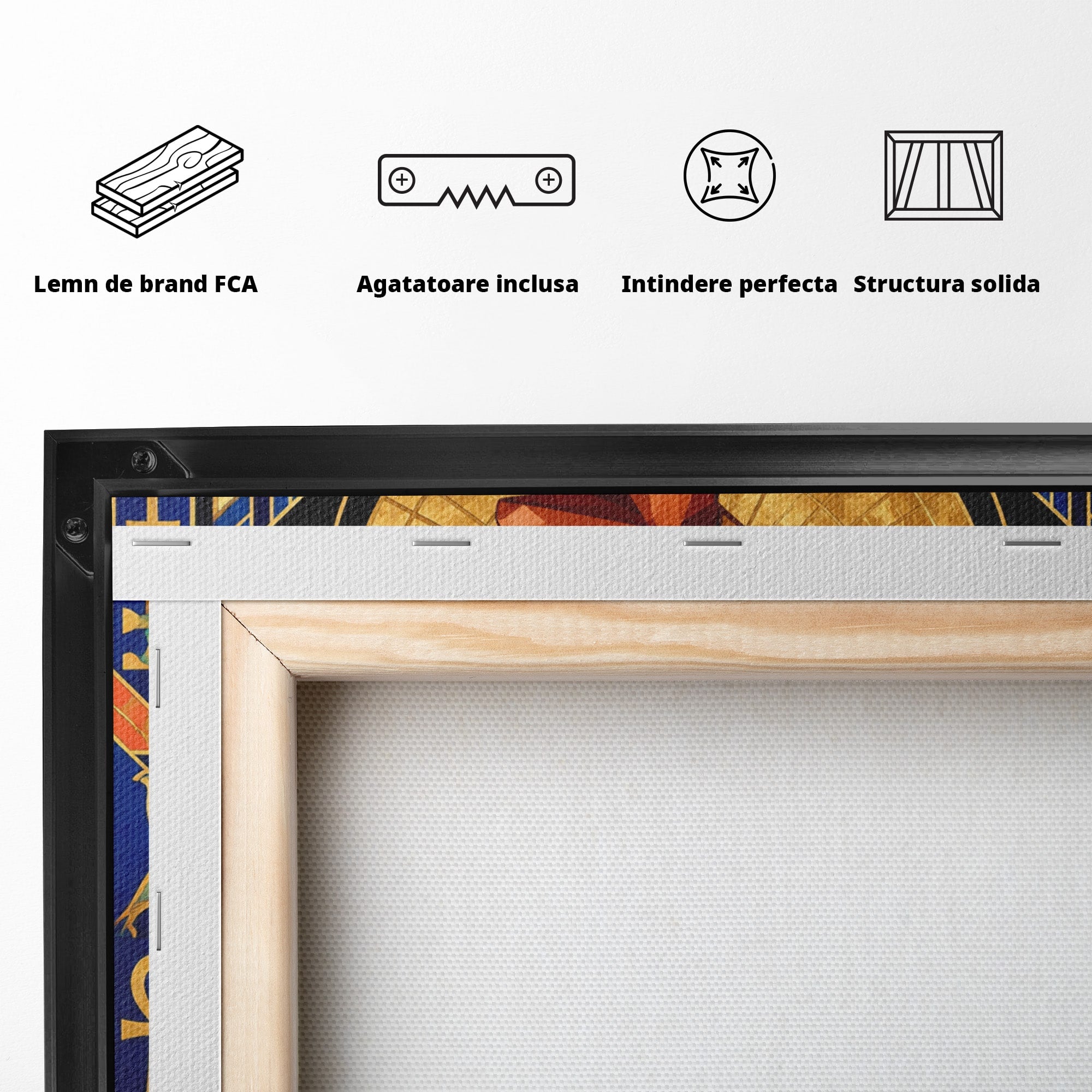 Tablou Canvas Premium LuxCanva® T1055, Regina Soarelui, Egipt, Regina, Portret, Art Deco, Birou, Culori Vibrante