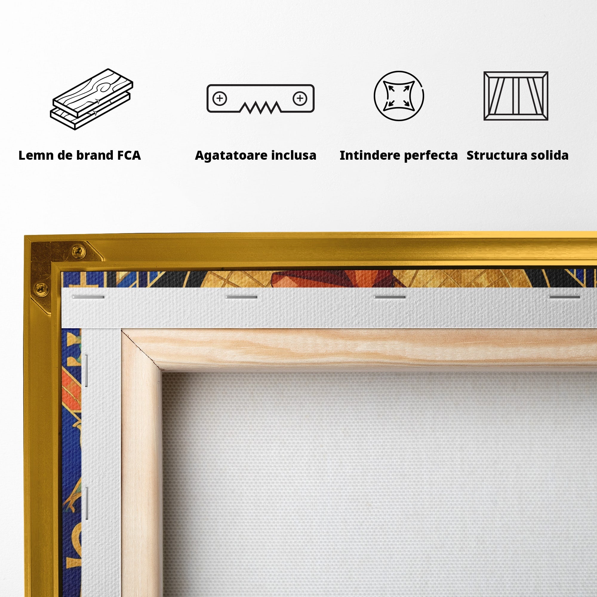 Tablou Canvas Premium LuxCanva® T1055, Regina Soarelui, Egipt, Regina, Portret, Art Deco, Birou, Culori Vibrante