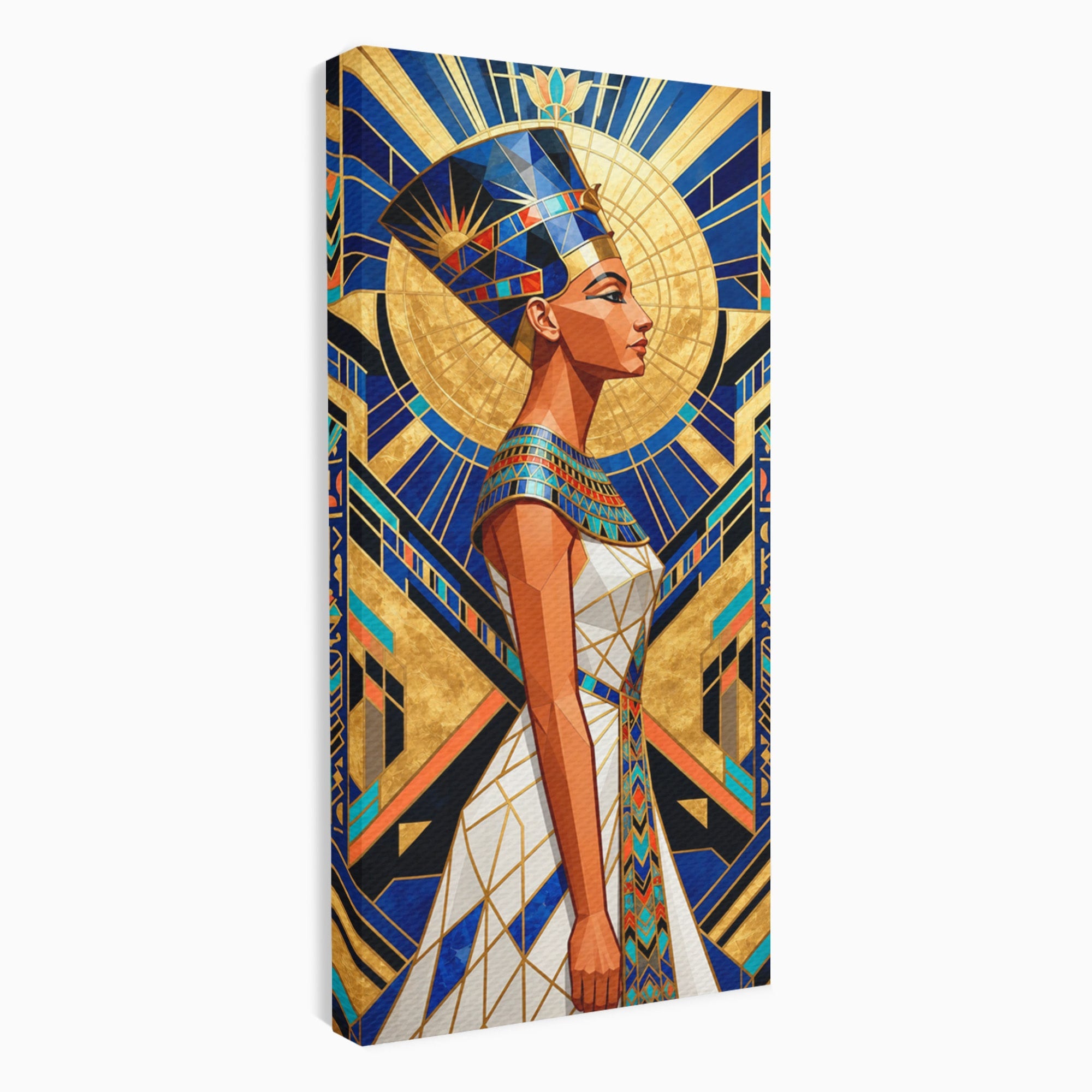 Tablou Canvas Premium LuxCanva® T1055, Regina Soarelui, Egipt, Regina, Portret, Art Deco, Birou, Culori Vibrante