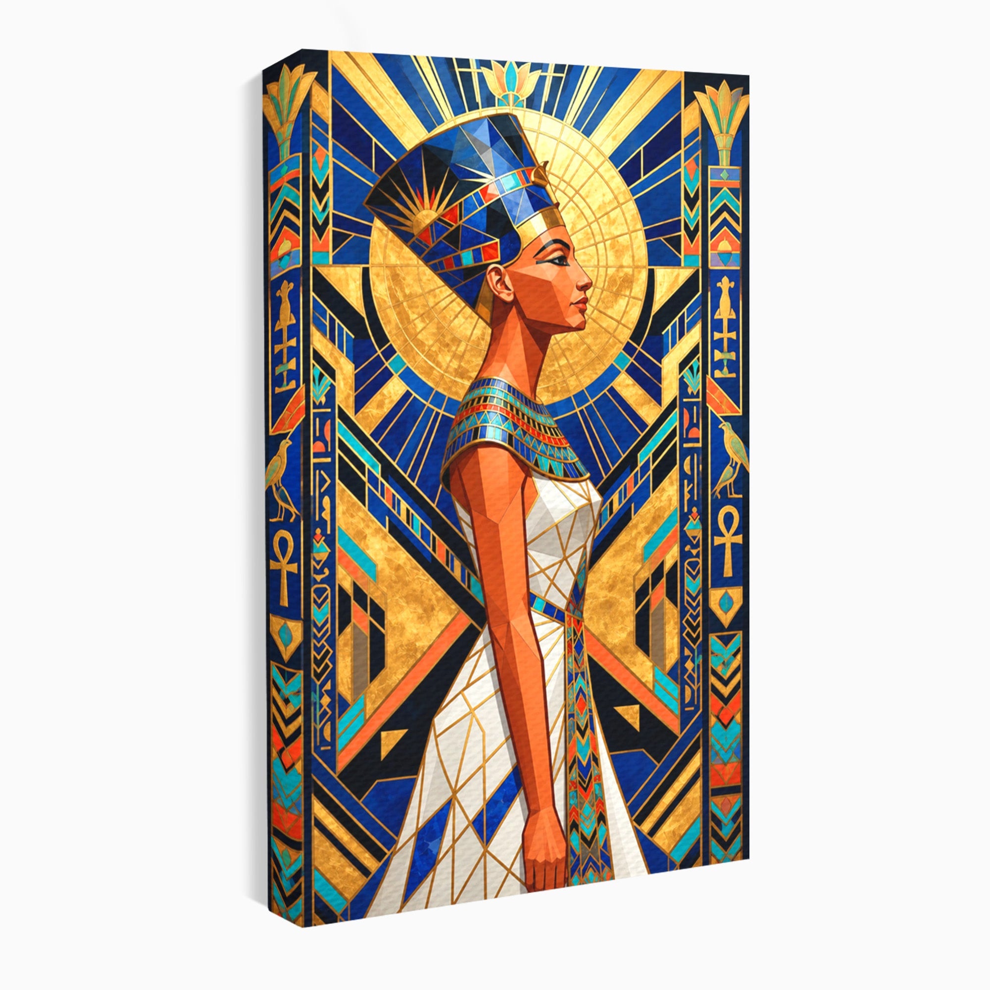 Tablou Canvas Premium LuxCanva® T1055, Regina Soarelui, Egipt, Regina, Portret, Art Deco, Birou, Culori Vibrante