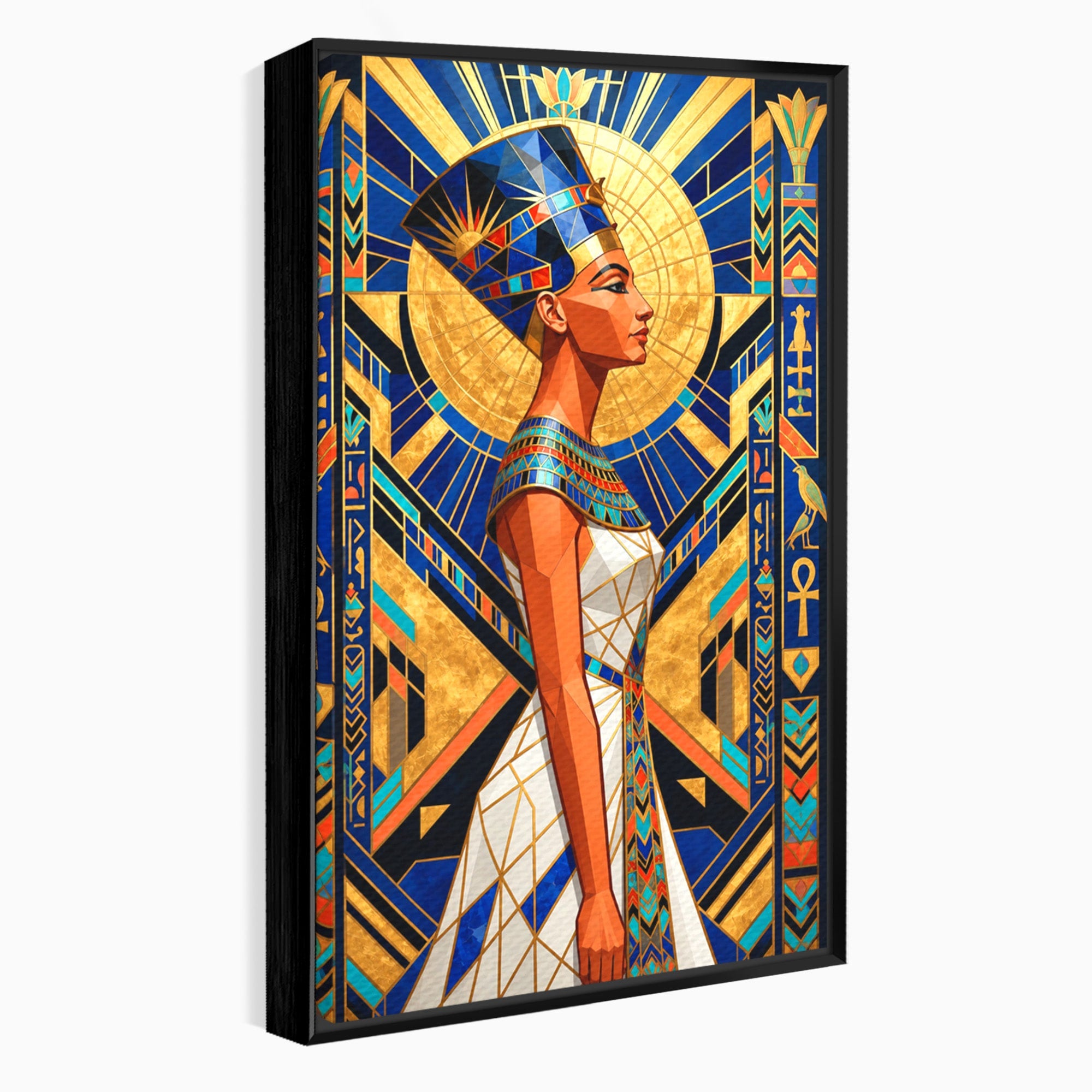 Tablou Canvas Premium LuxCanva® T1055, Regina Soarelui, Egipt, Regina, Portret, Art Deco, Birou, Culori Vibrante