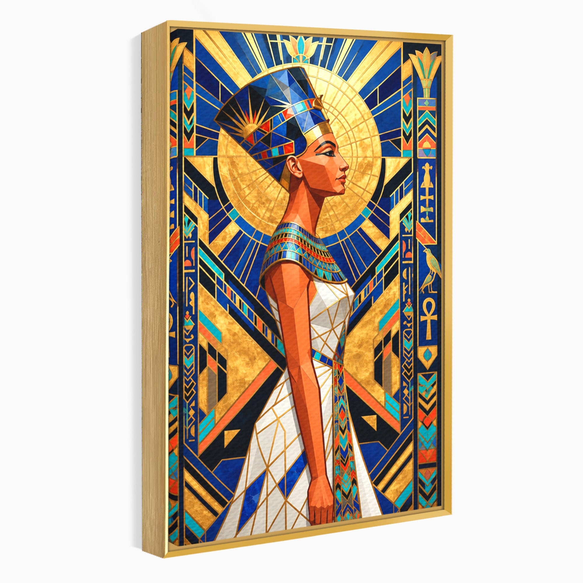 Tablou Canvas Premium LuxCanva® T1055, Regina Soarelui, Egipt, Regina, Portret, Art Deco, Birou, Culori Vibrante