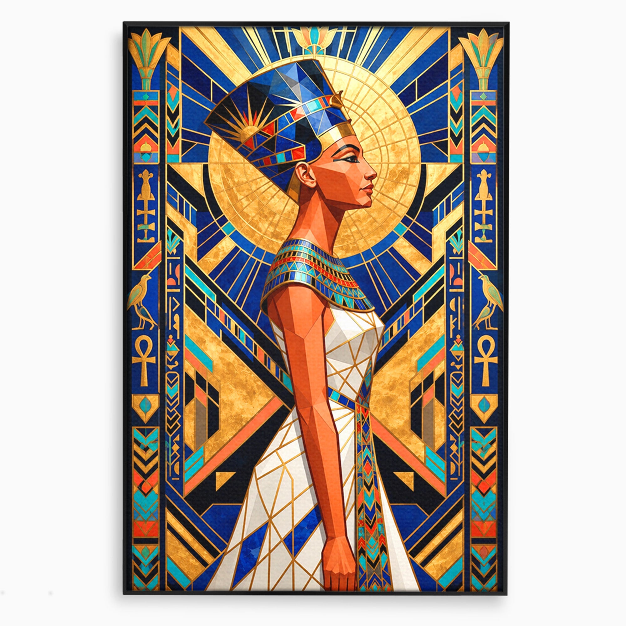 Tablou Canvas Premium LuxCanva® T1055, Regina Soarelui, Egipt, Regina, Portret, Art Deco, Birou, Culori Vibrante