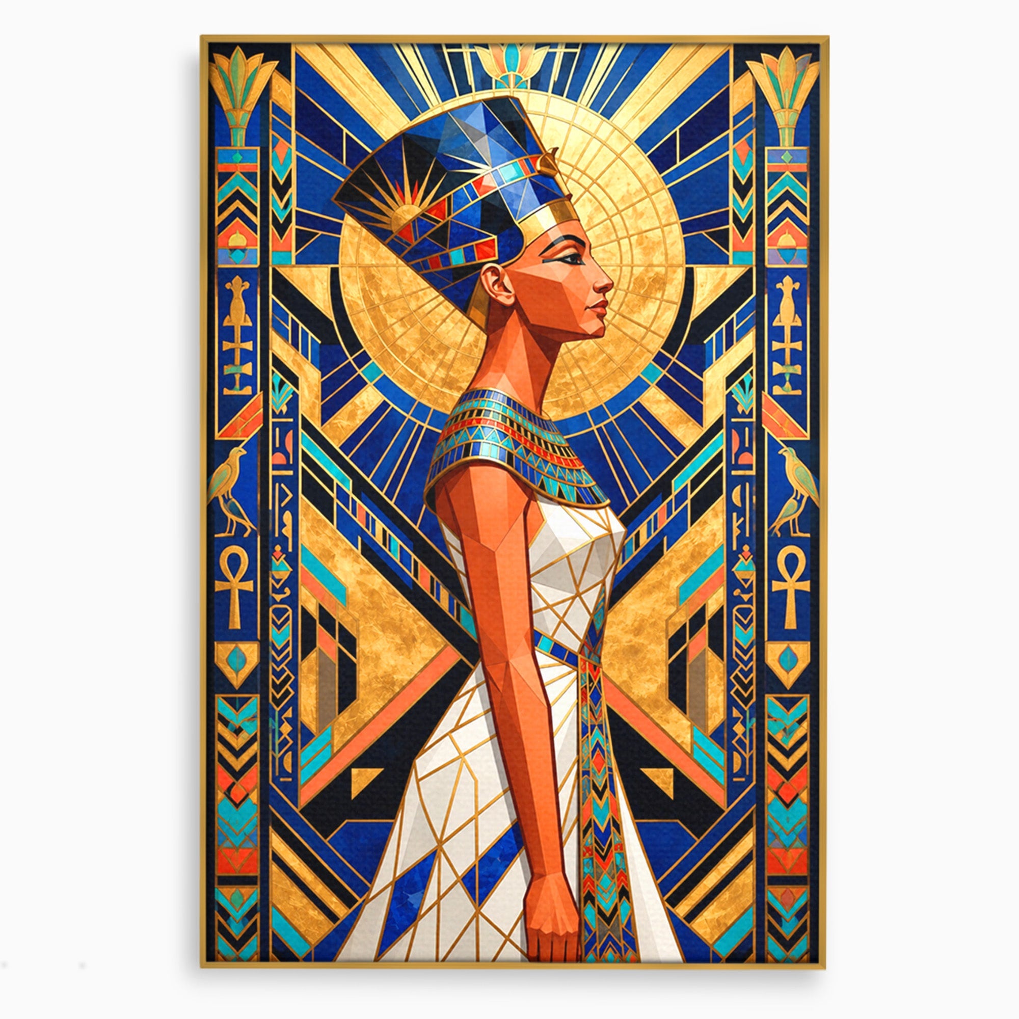Tablou Canvas Premium LuxCanva® T1055, Regina Soarelui, Egipt, Regina, Portret, Art Deco, Birou, Culori Vibrante