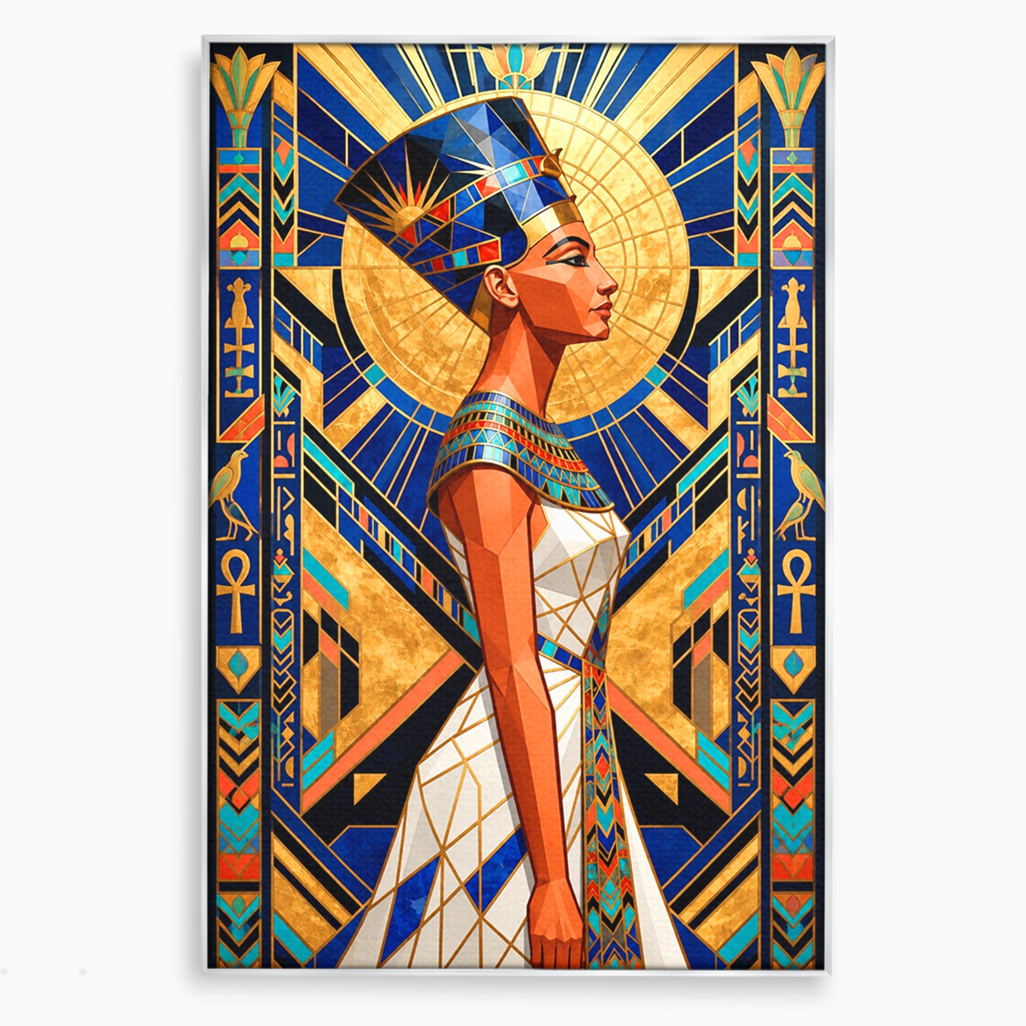 Tablou Canvas Premium LuxCanva® T1055, Regina Soarelui, Egipt, Regina, Portret, Art Deco, Birou, Culori Vibrante