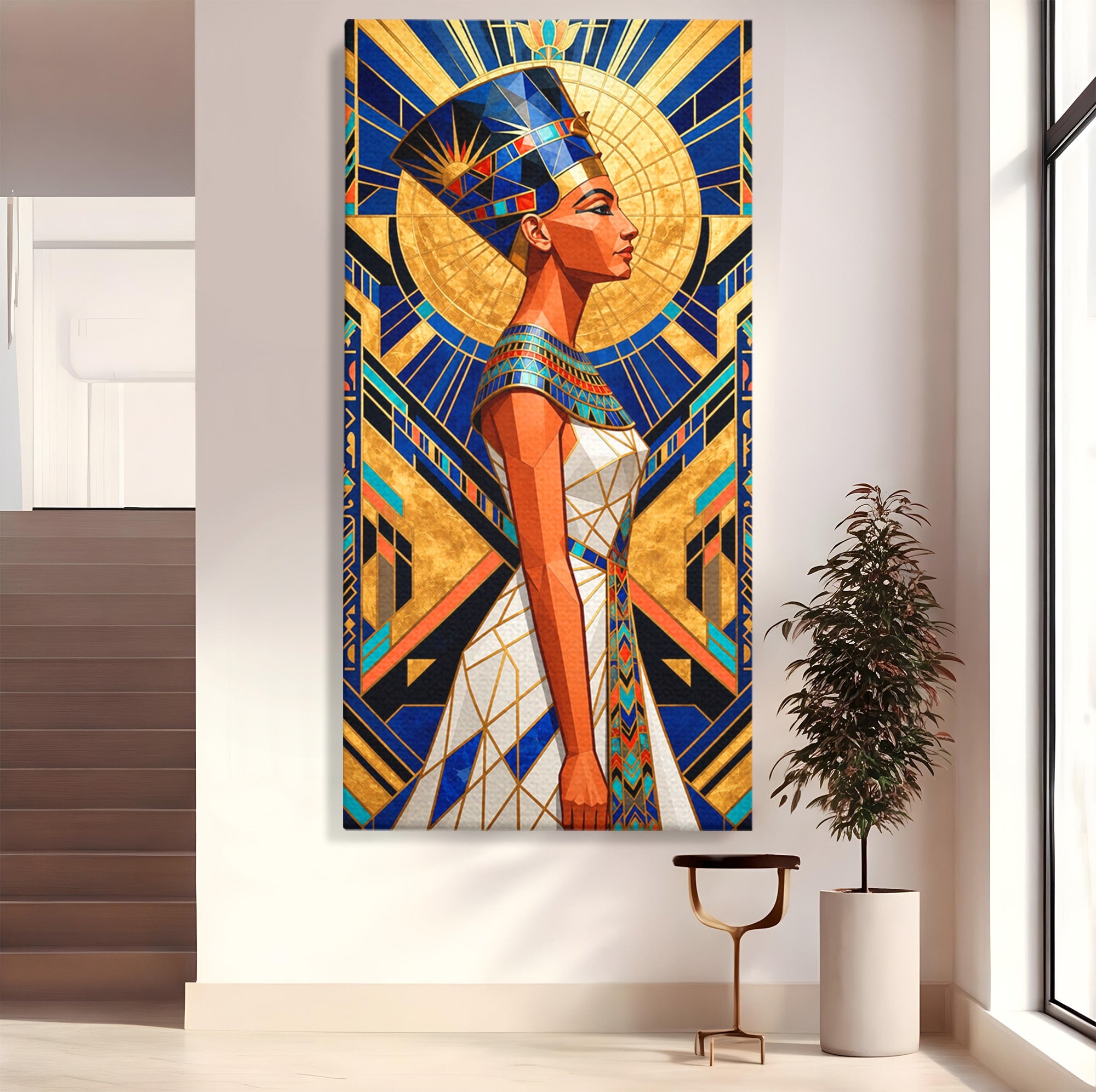 Tablou Canvas Premium LuxCanva® T1055, Regina Soarelui, Egipt, Regina, Portret, Art Deco, Birou, Culori Vibrante