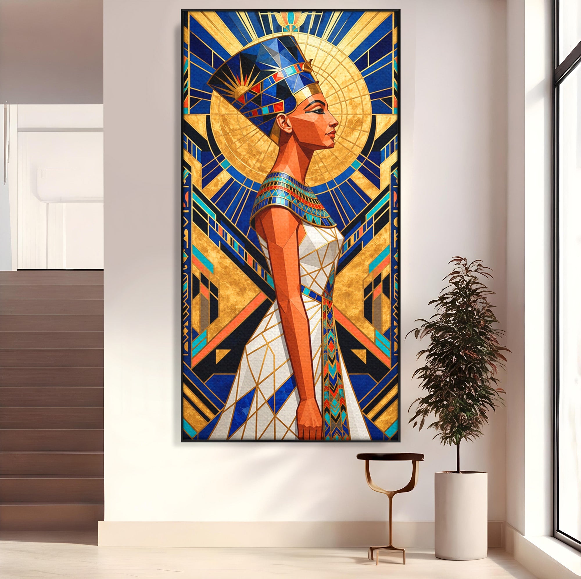Tablou Canvas Premium LuxCanva® T1055, Regina Soarelui, Egipt, Regina, Portret, Art Deco, Birou, Culori Vibrante