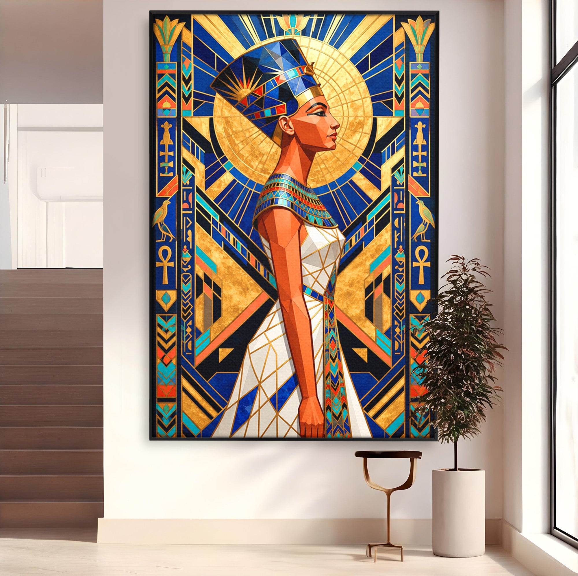 Tablou Canvas Premium LuxCanva® T1055, Regina Soarelui, Egipt, Regina, Portret, Art Deco, Birou, Culori Vibrante