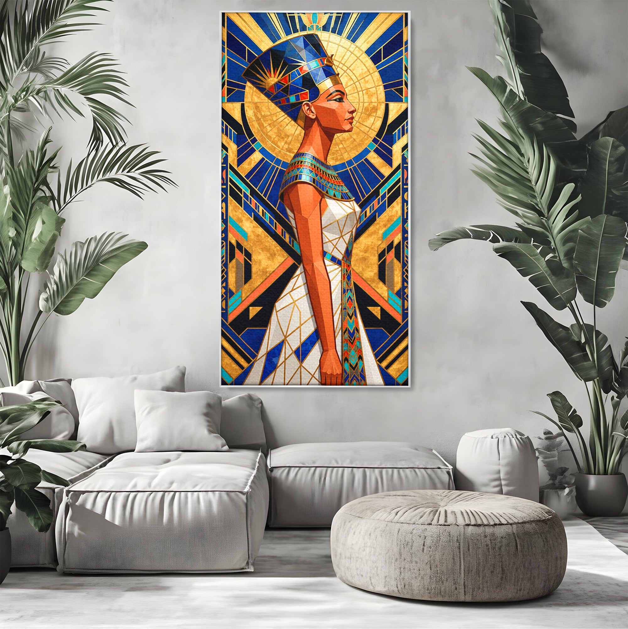 Tablou Canvas Premium LuxCanva® T1055, Regina Soarelui, Egipt, Regina, Portret, Art Deco, Birou, Culori Vibrante