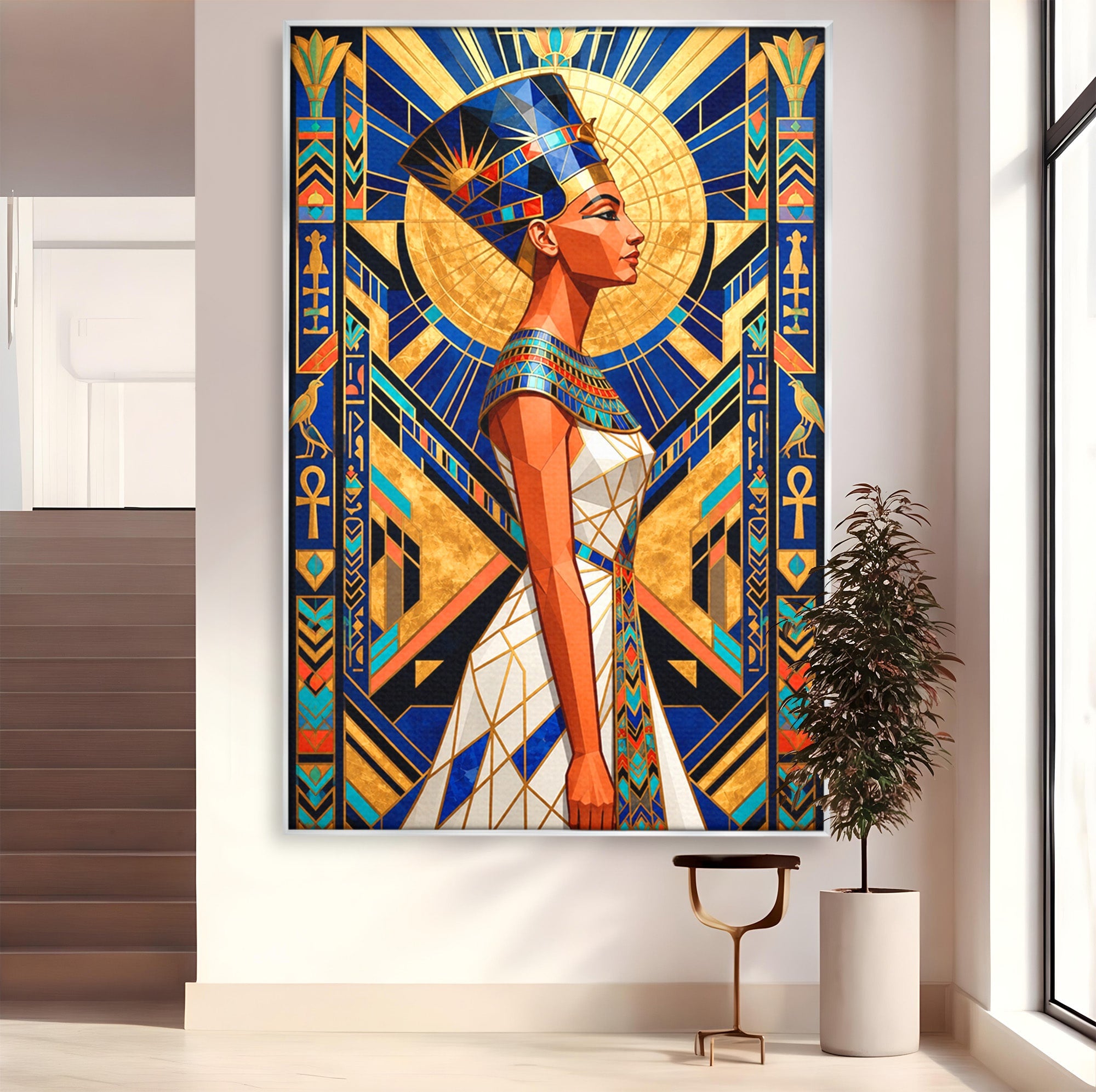 Tablou Canvas Premium LuxCanva® T1055, Regina Soarelui, Egipt, Regina, Portret, Art Deco, Birou, Culori Vibrante
