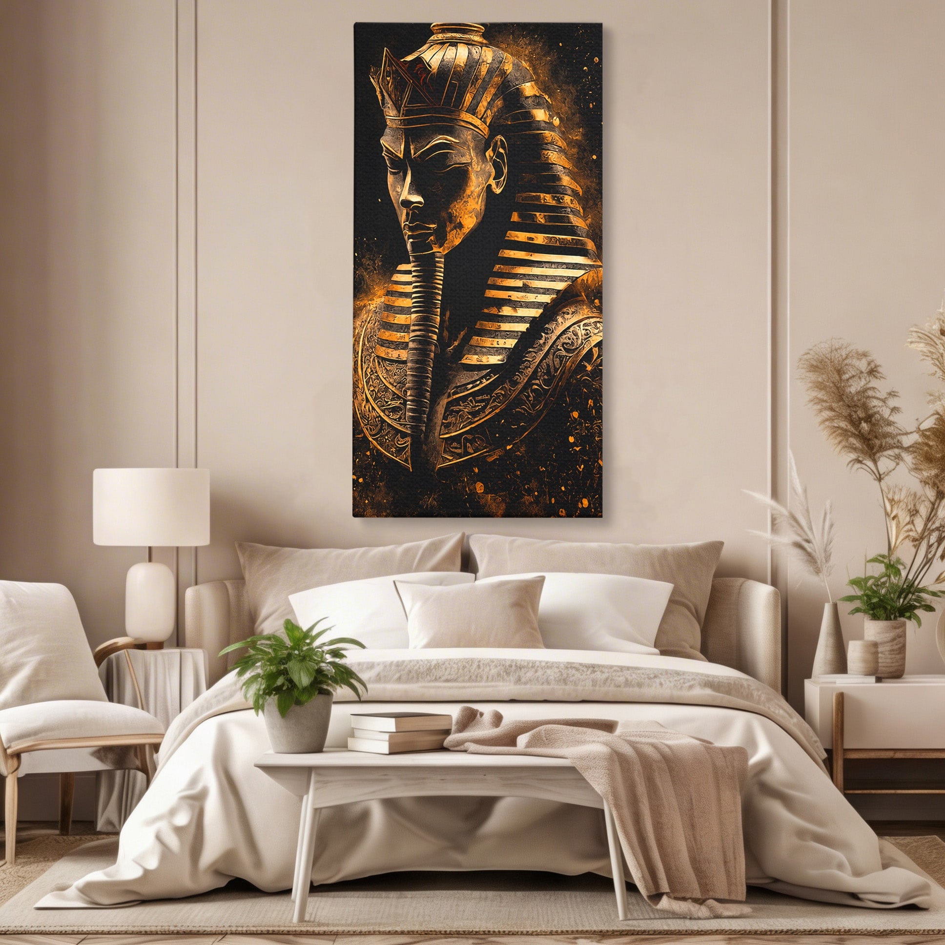 Tablou Canvas Premium LuxCanva® T1056, Faraonul Misterios, Faraon, Egipt, Antichitate, Mister, Birou, Culori Vibrante