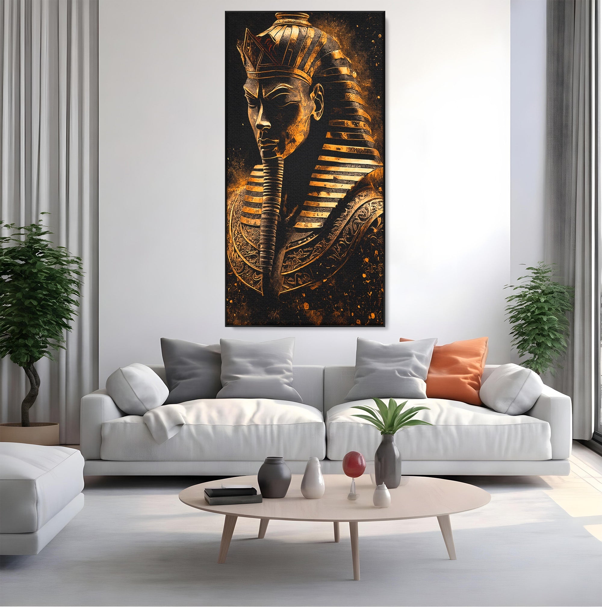 Tablou Canvas Premium LuxCanva® T1056, Faraonul Misterios, Faraon, Egipt, Antichitate, Mister, Birou, Culori Vibrante