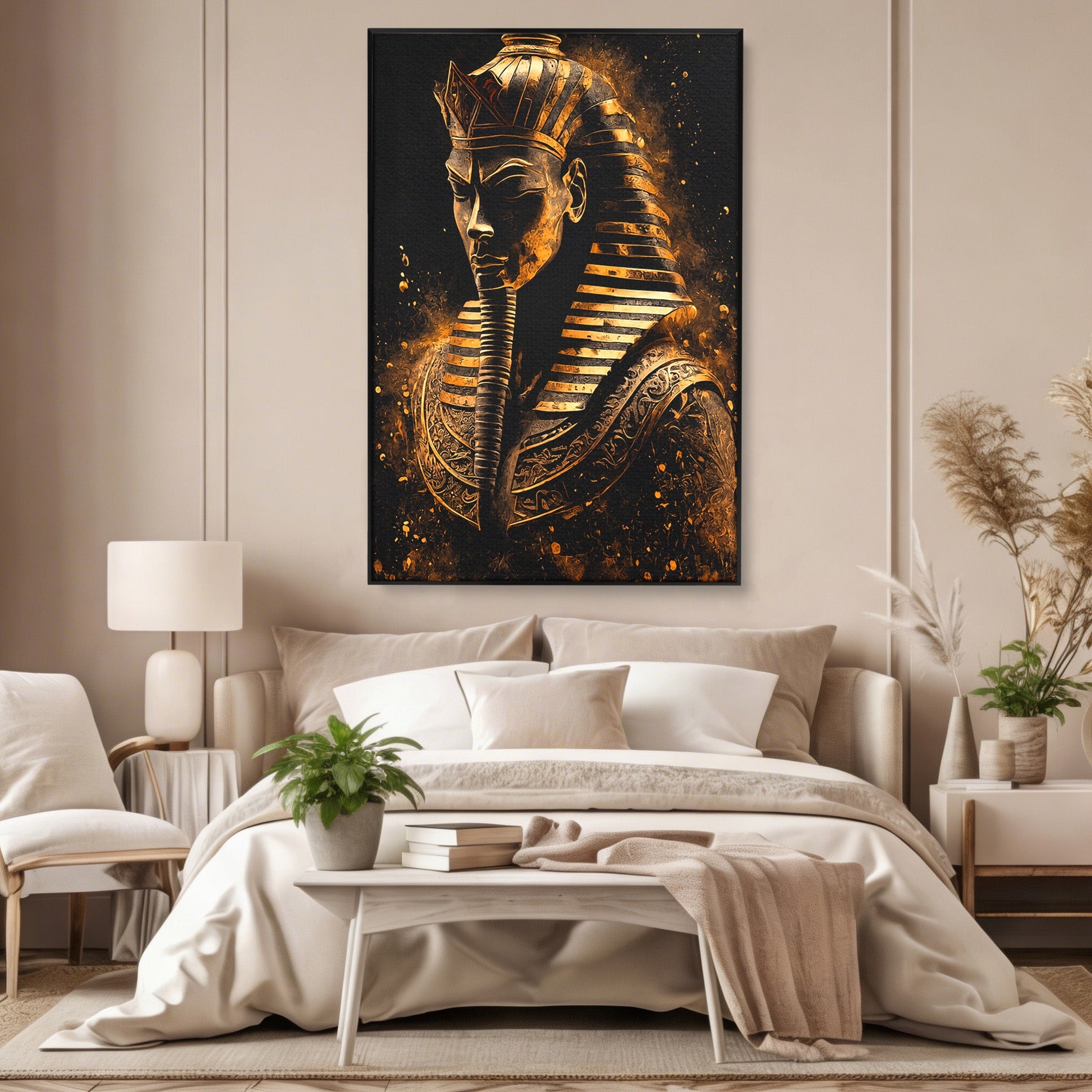 Tablou Canvas Premium LuxCanva® T1056, Faraonul Misterios, Faraon, Egipt, Antichitate, Mister, Birou, Culori Vibrante