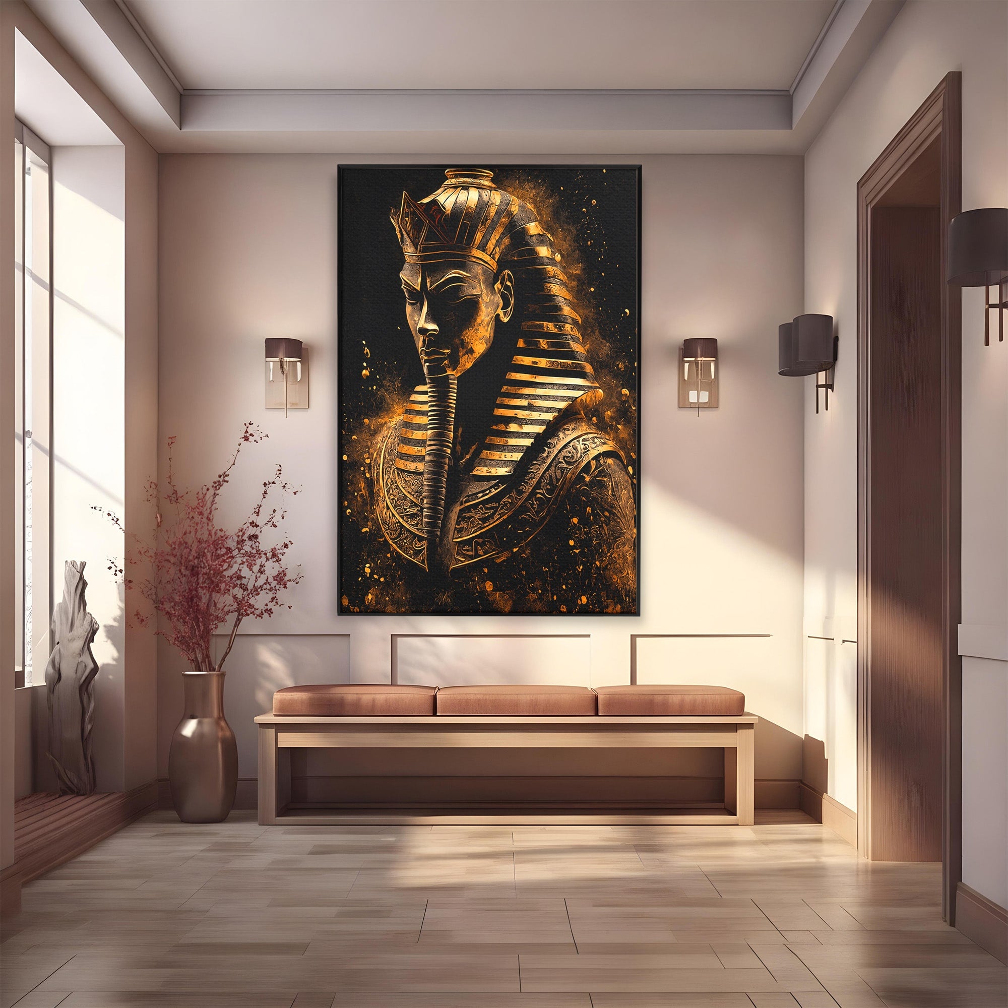 Tablou Canvas Premium LuxCanva® T1056, Faraonul Misterios, Faraon, Egipt, Antichitate, Mister, Birou, Culori Vibrante