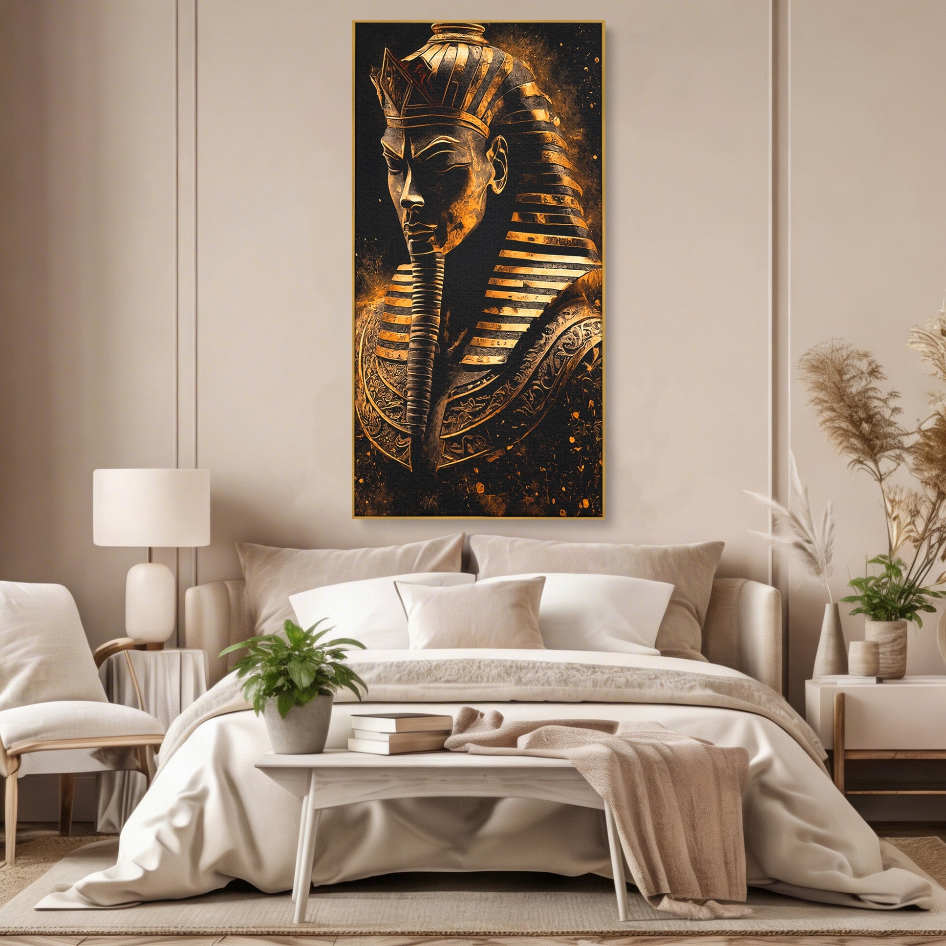 Tablou Canvas Premium LuxCanva® T1056, Faraonul Misterios, Faraon, Egipt, Antichitate, Mister, Birou, Culori Vibrante