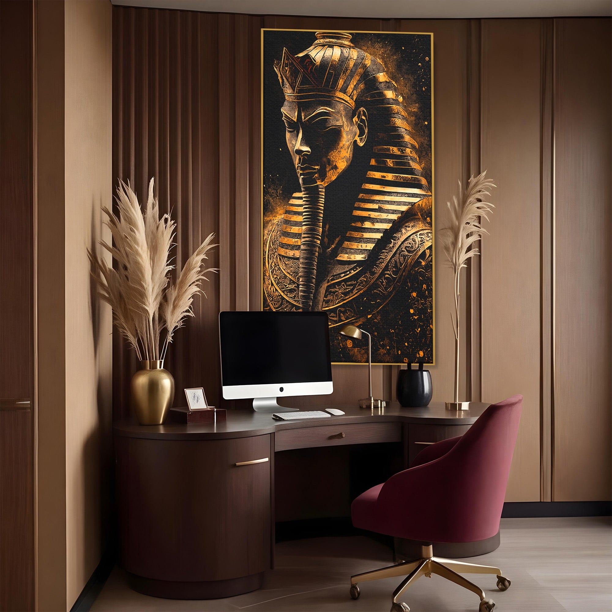 Tablou Canvas Premium LuxCanva® T1056, Faraonul Misterios, Faraon, Egipt, Antichitate, Mister, Birou, Culori Vibrante