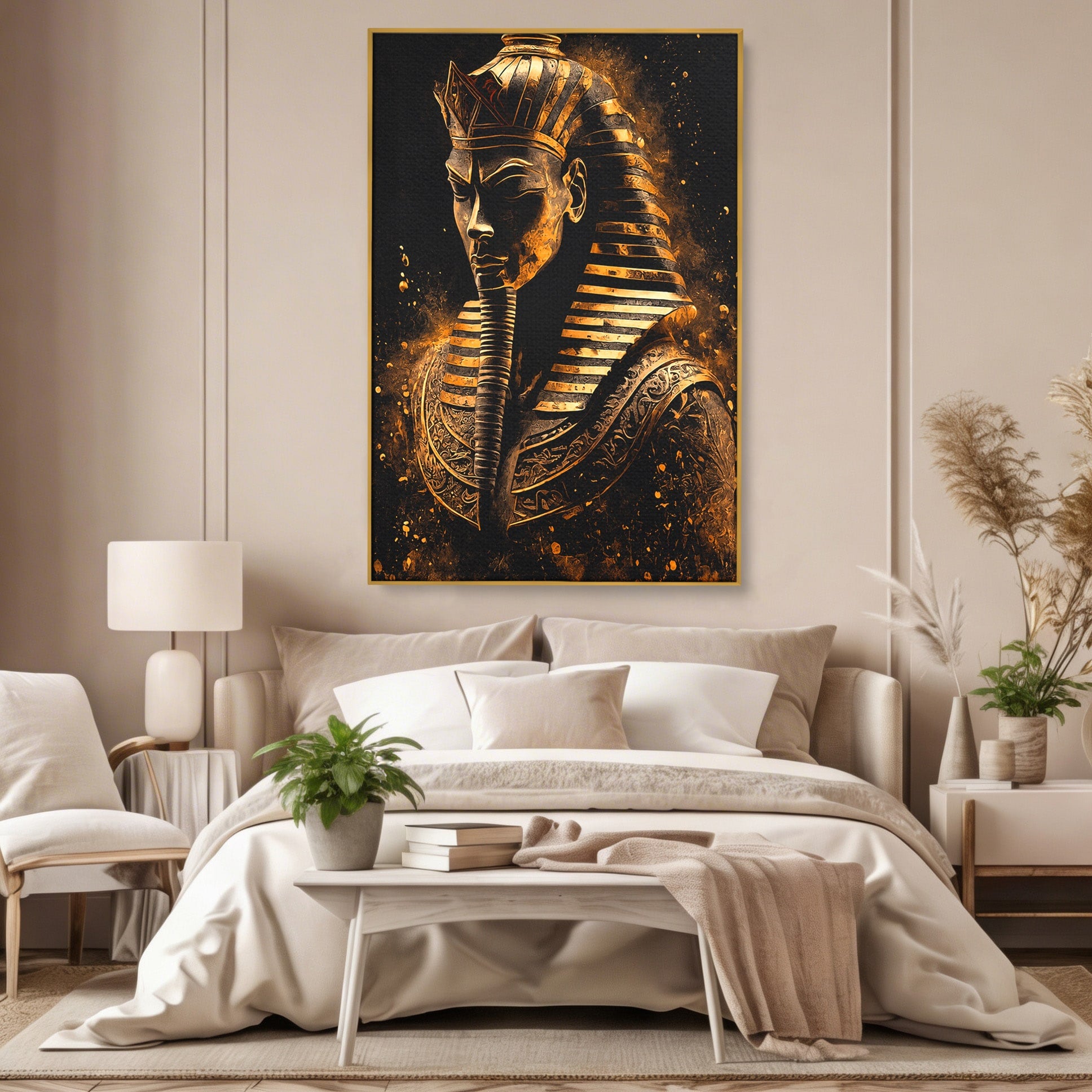 Tablou Canvas Premium LuxCanva® T1056, Faraonul Misterios, Faraon, Egipt, Antichitate, Mister, Birou, Culori Vibrante