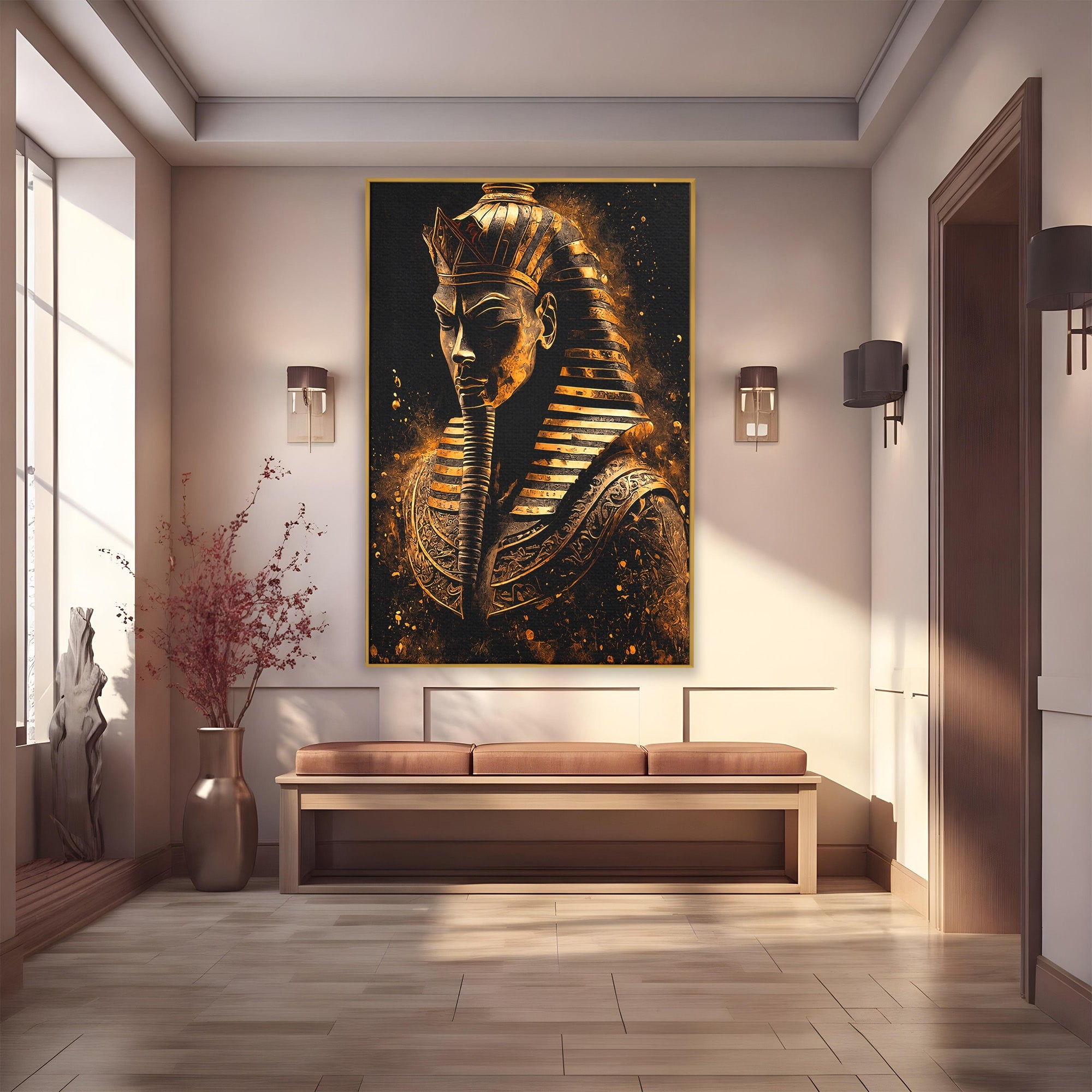 Tablou Canvas Premium LuxCanva® T1056, Faraonul Misterios, Faraon, Egipt, Antichitate, Mister, Birou, Culori Vibrante