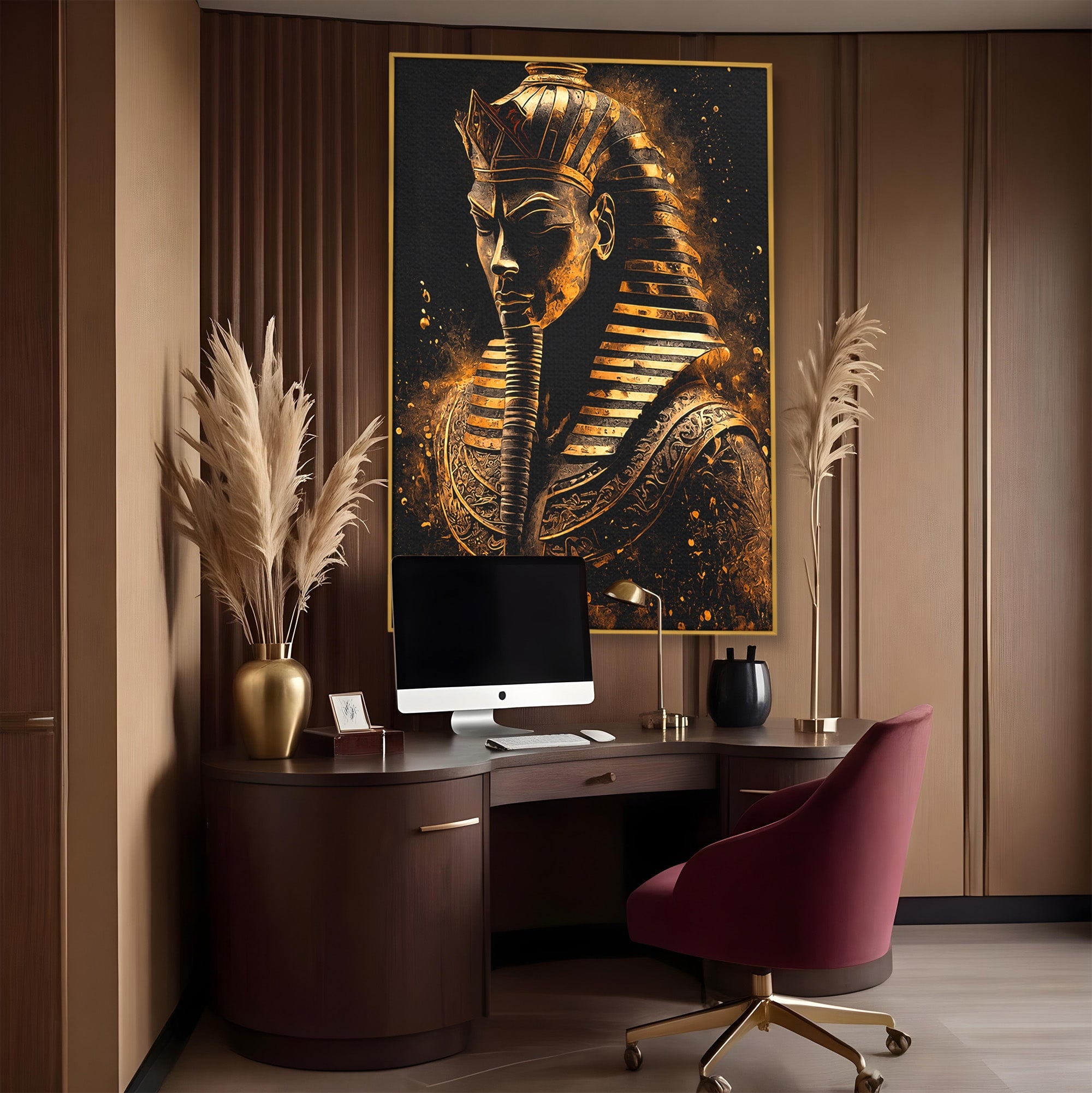 Tablou Canvas Premium LuxCanva® T1056, Faraonul Misterios, Faraon, Egipt, Antichitate, Mister, Birou, Culori Vibrante