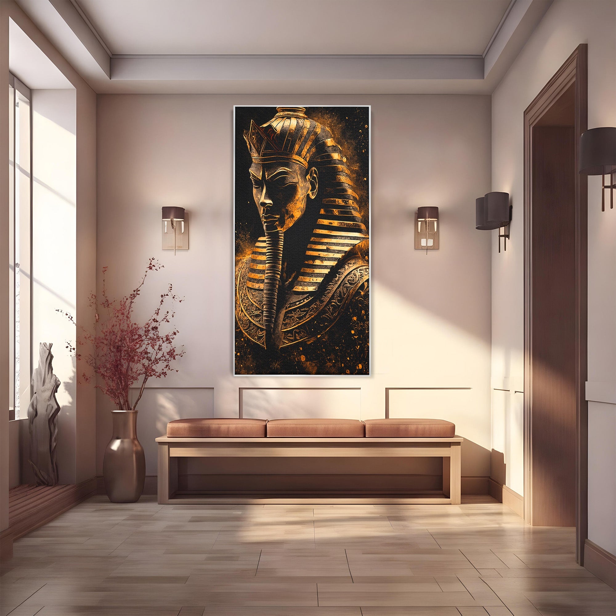 Tablou Canvas Premium LuxCanva® T1056, Faraonul Misterios, Faraon, Egipt, Antichitate, Mister, Birou, Culori Vibrante