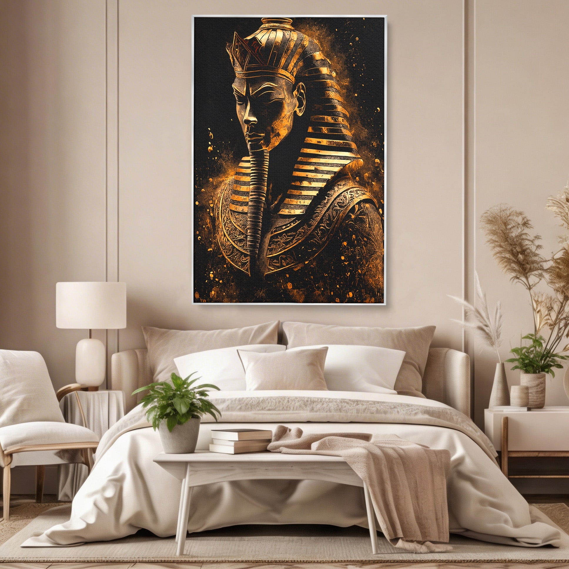 Tablou Canvas Premium LuxCanva® T1056, Faraonul Misterios, Faraon, Egipt, Antichitate, Mister, Birou, Culori Vibrante