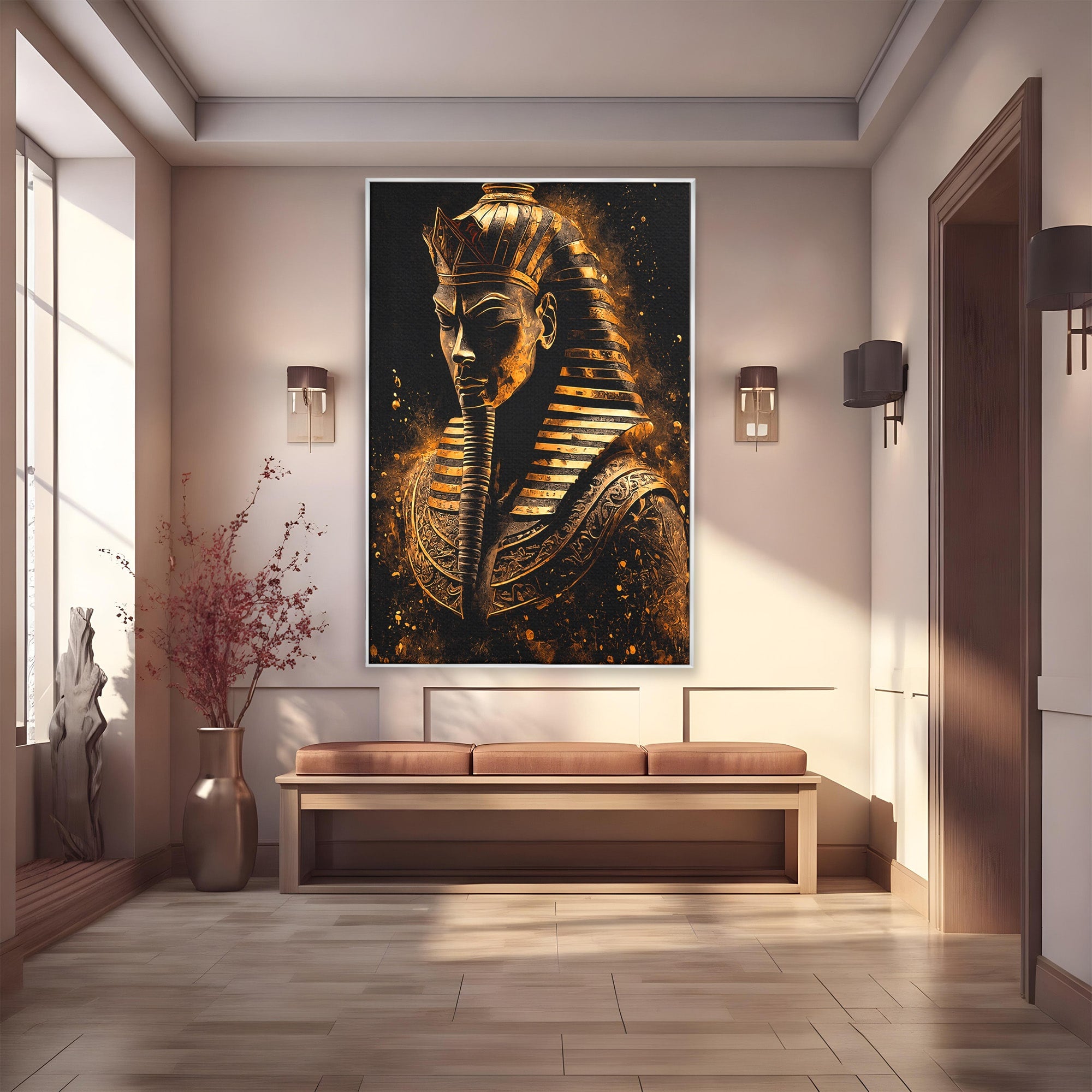 Tablou Canvas Premium LuxCanva® T1056, Faraonul Misterios, Faraon, Egipt, Antichitate, Mister, Birou, Culori Vibrante