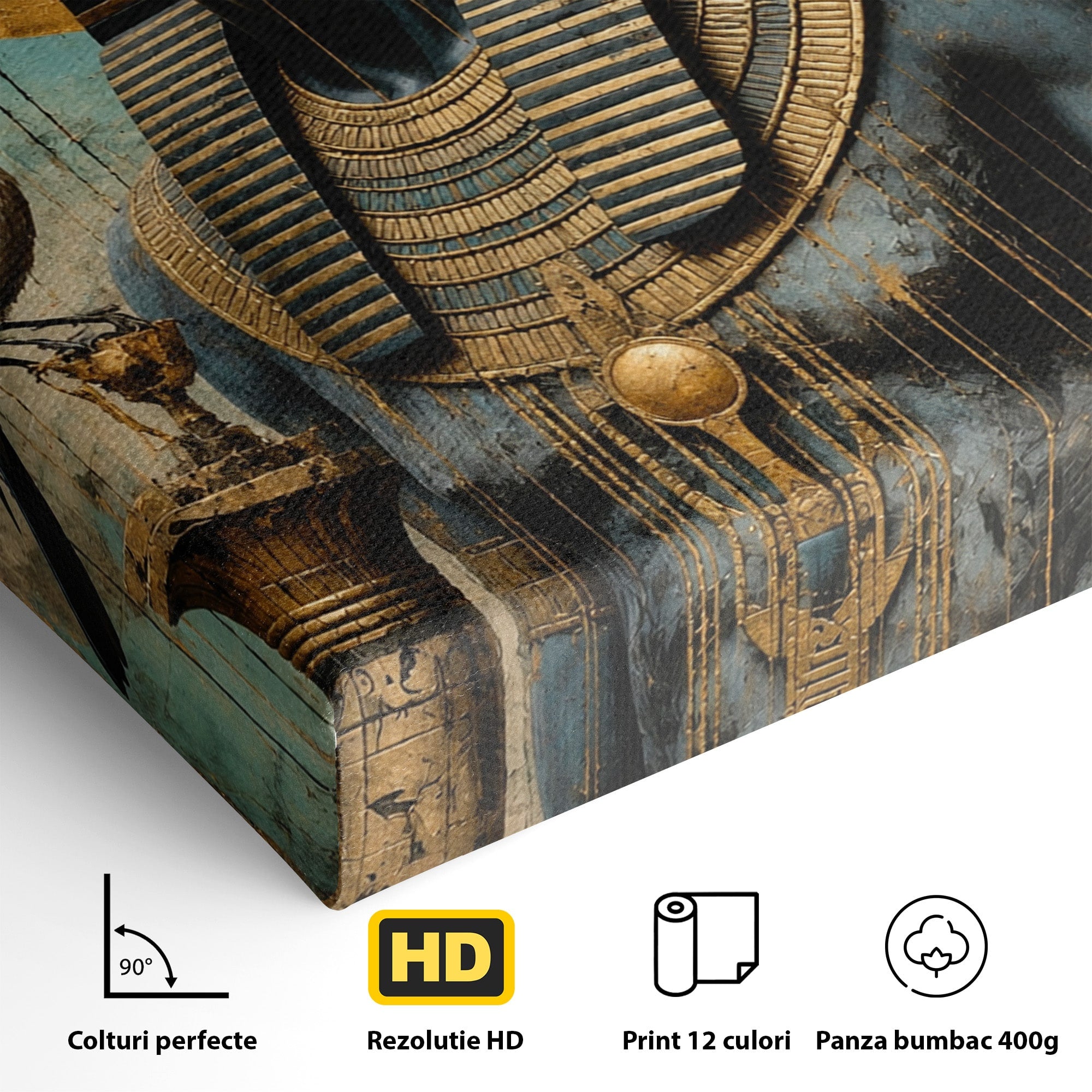 Tablou Canvas Premium LuxCanva® T1057, Faraon Egiptean Regal, Faraon, Egipt, Istoric, Antic, Dormitor, Culori Vibrante