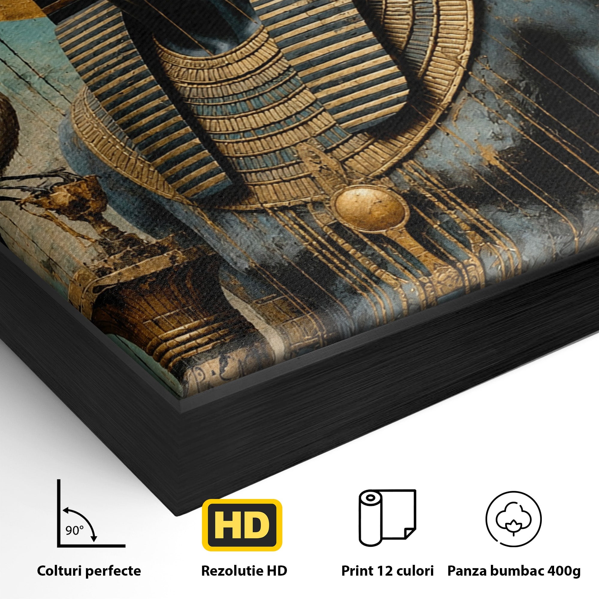Tablou Canvas Premium LuxCanva® T1057, Faraon Egiptean Regal, Faraon, Egipt, Istoric, Antic, Dormitor, Culori Vibrante