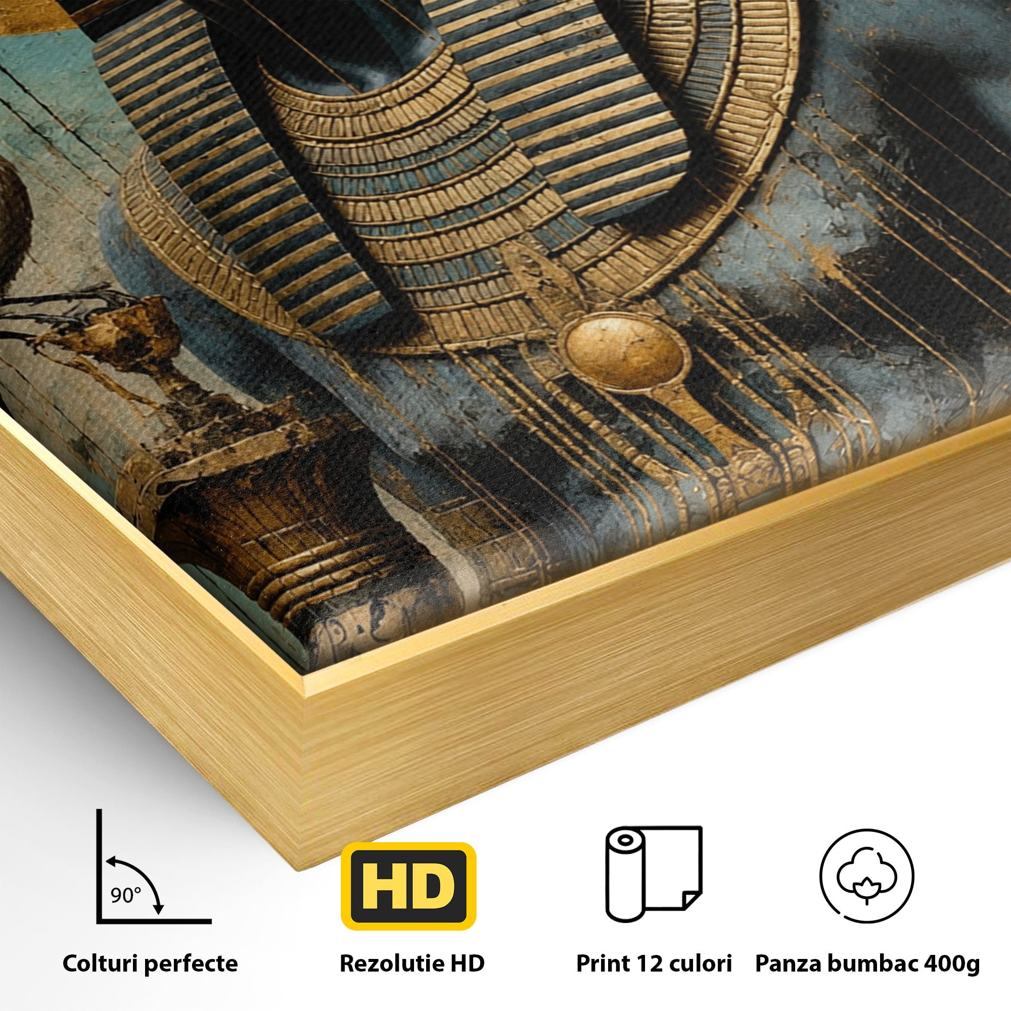 Tablou Canvas Premium LuxCanva® T1057, Faraon Egiptean Regal, Faraon, Egipt, Istoric, Antic, Dormitor, Culori Vibrante