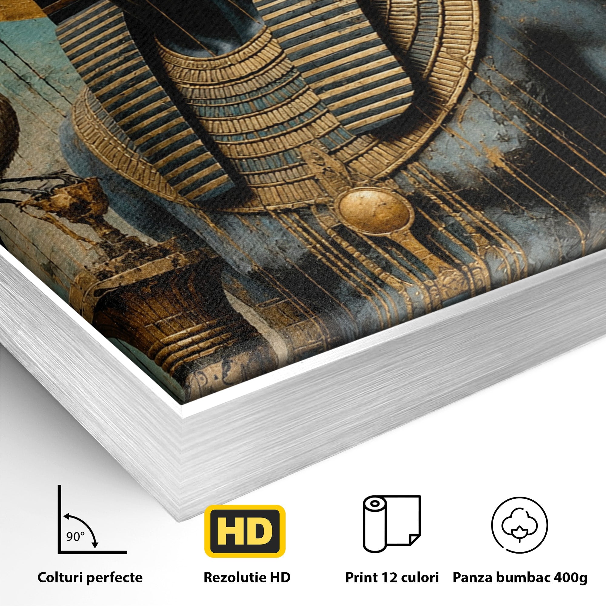 Tablou Canvas Premium LuxCanva® T1057, Faraon Egiptean Regal, Faraon, Egipt, Istoric, Antic, Dormitor, Culori Vibrante