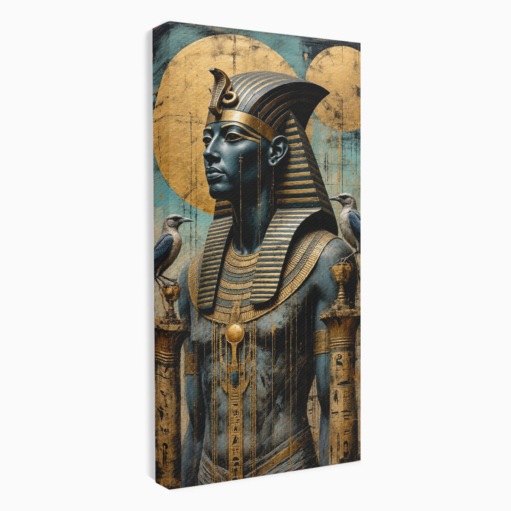 Tablou Canvas Premium LuxCanva® T1057, Faraon Egiptean Regal, Faraon, Egipt, Istoric, Antic, Dormitor, Culori Vibrante