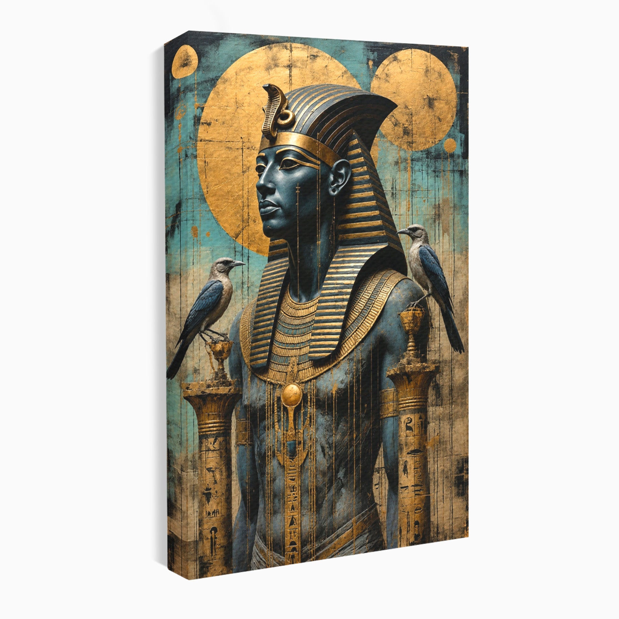 Tablou Canvas Premium LuxCanva® T1057, Faraon Egiptean Regal, Faraon, Egipt, Istoric, Antic, Dormitor, Culori Vibrante
