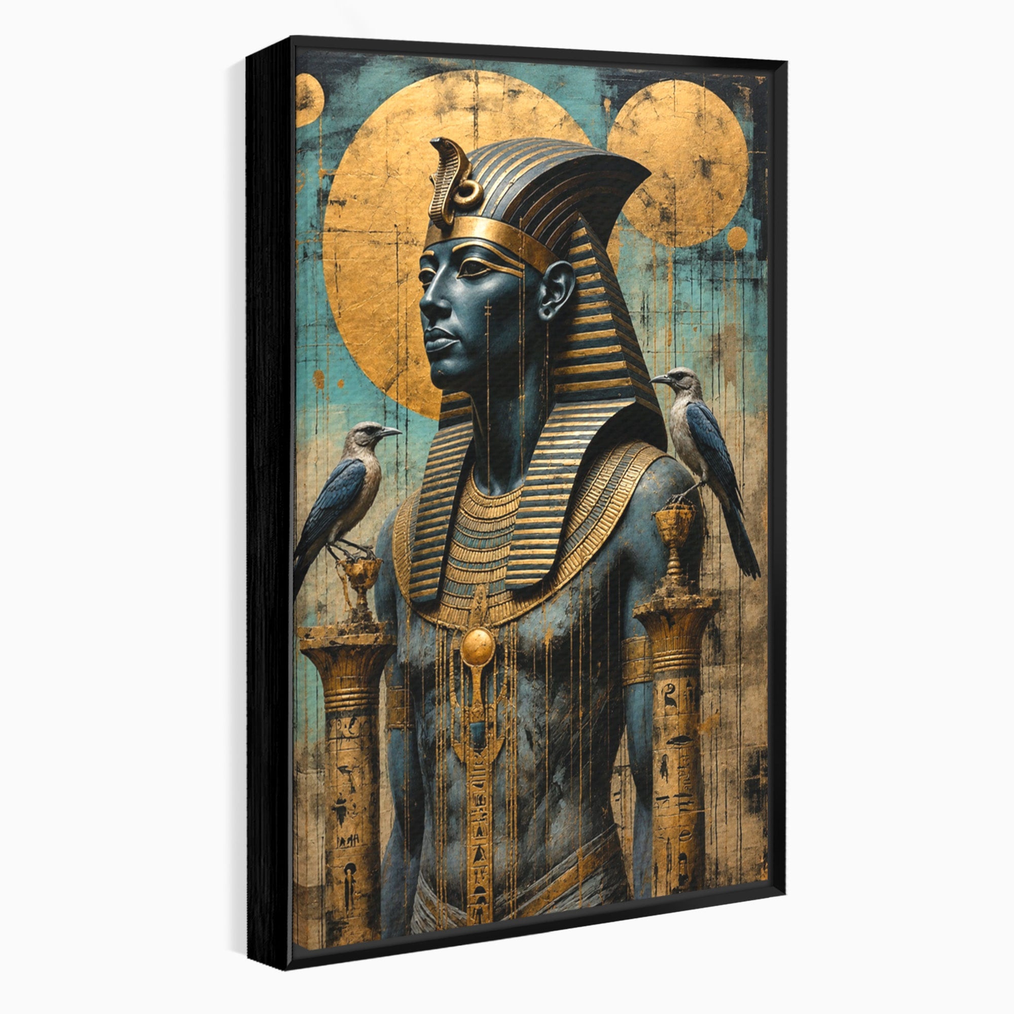 Tablou Canvas Premium LuxCanva® T1057, Faraon Egiptean Regal, Faraon, Egipt, Istoric, Antic, Dormitor, Culori Vibrante