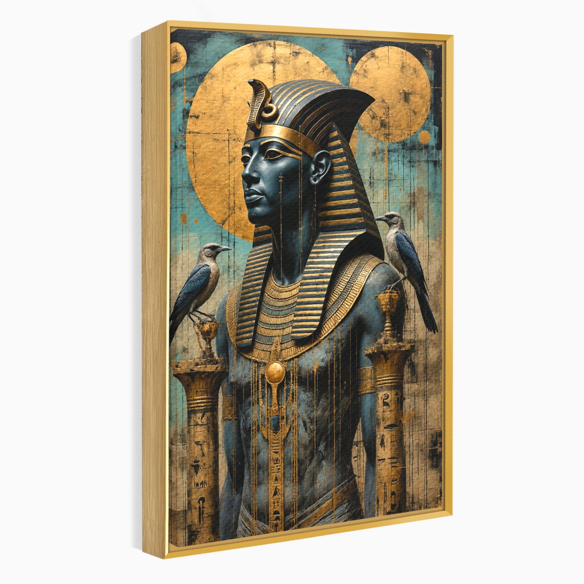 Tablou Canvas Premium LuxCanva® T1057, Faraon Egiptean Regal, Faraon, Egipt, Istoric, Antic, Dormitor, Culori Vibrante
