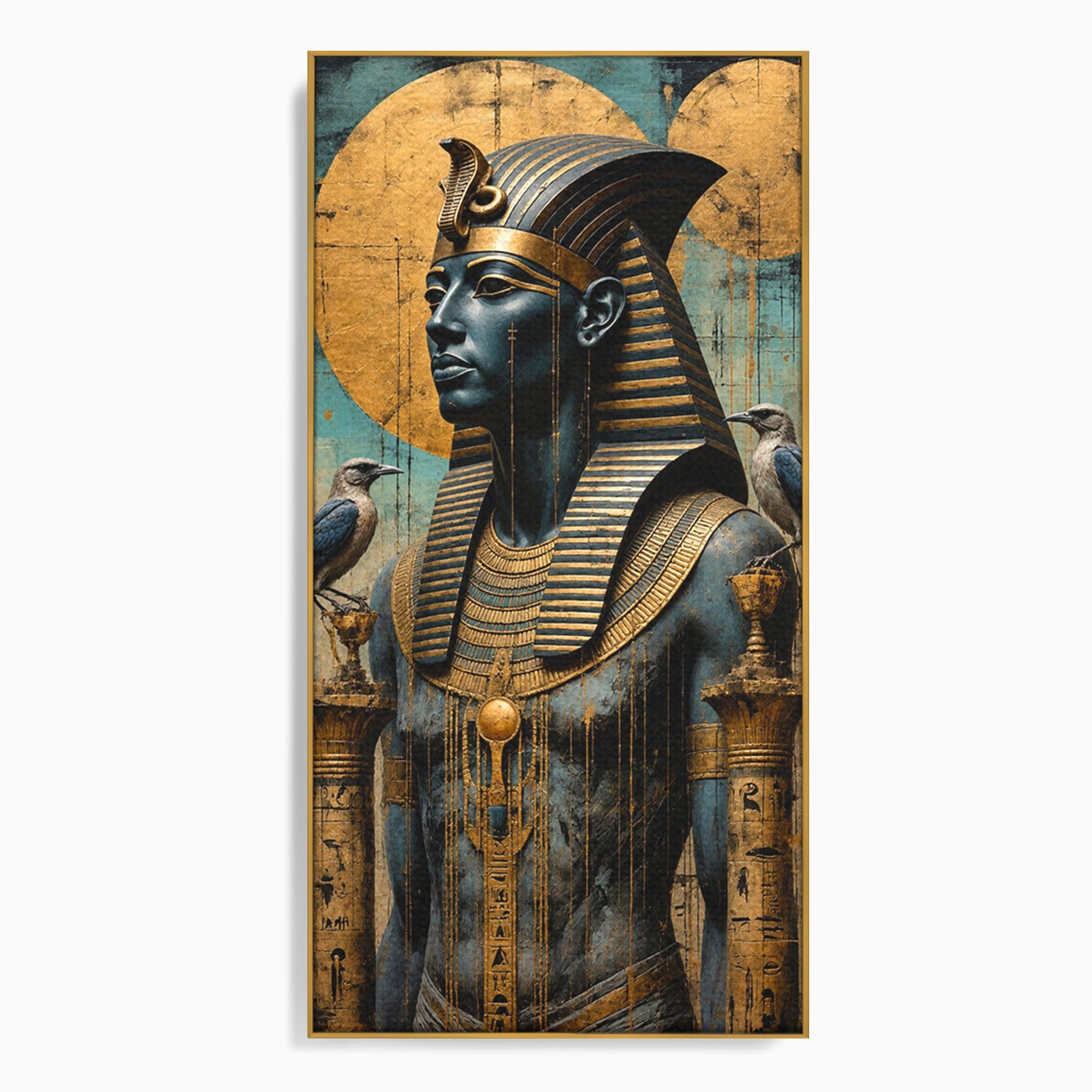 Tablou Canvas Premium LuxCanva® T1057, Faraon Egiptean Regal, Faraon, Egipt, Istoric, Antic, Dormitor, Culori Vibrante