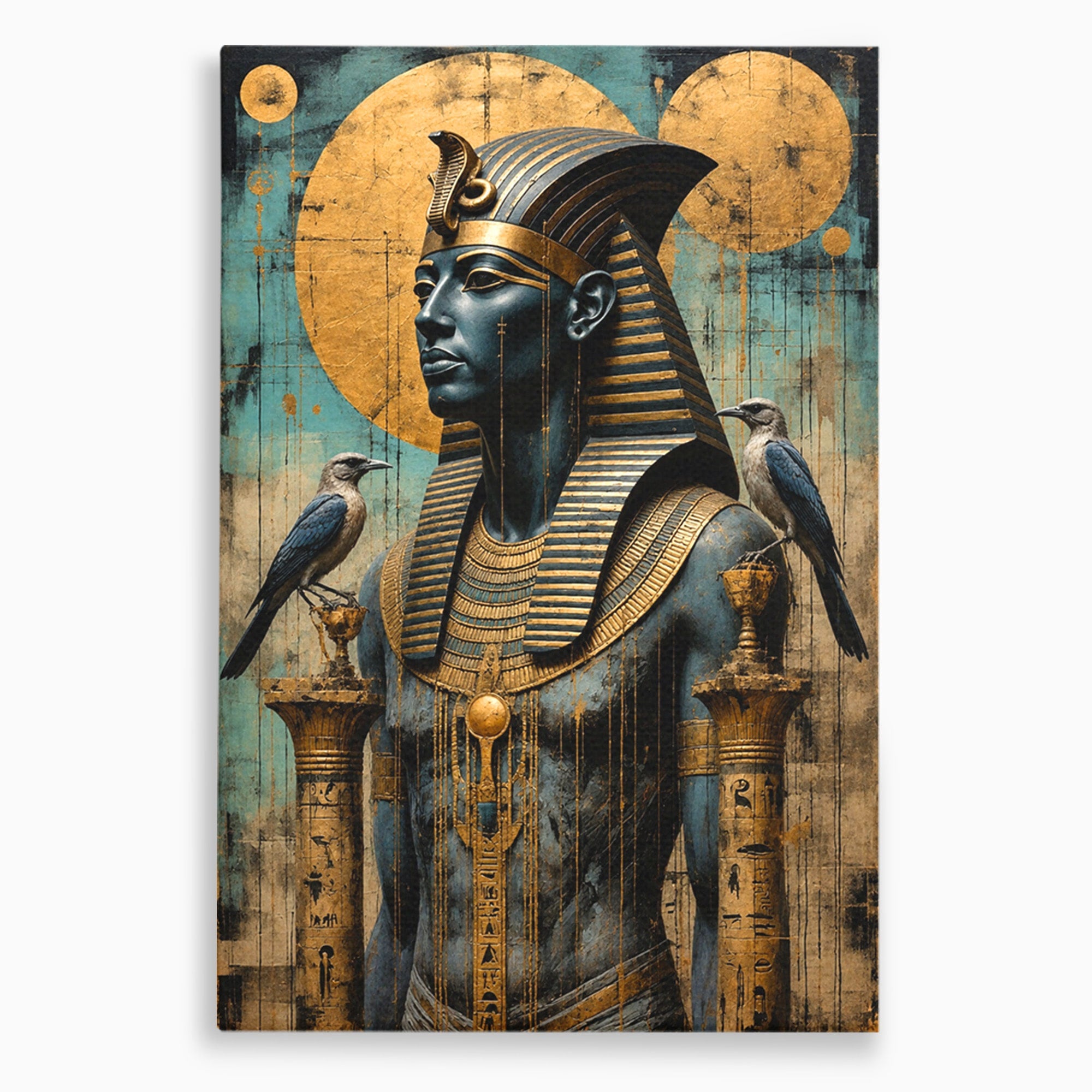 Tablou Canvas Premium LuxCanva® T1057, Faraon Egiptean Regal, Faraon, Egipt, Istoric, Antic, Dormitor, Culori Vibrante