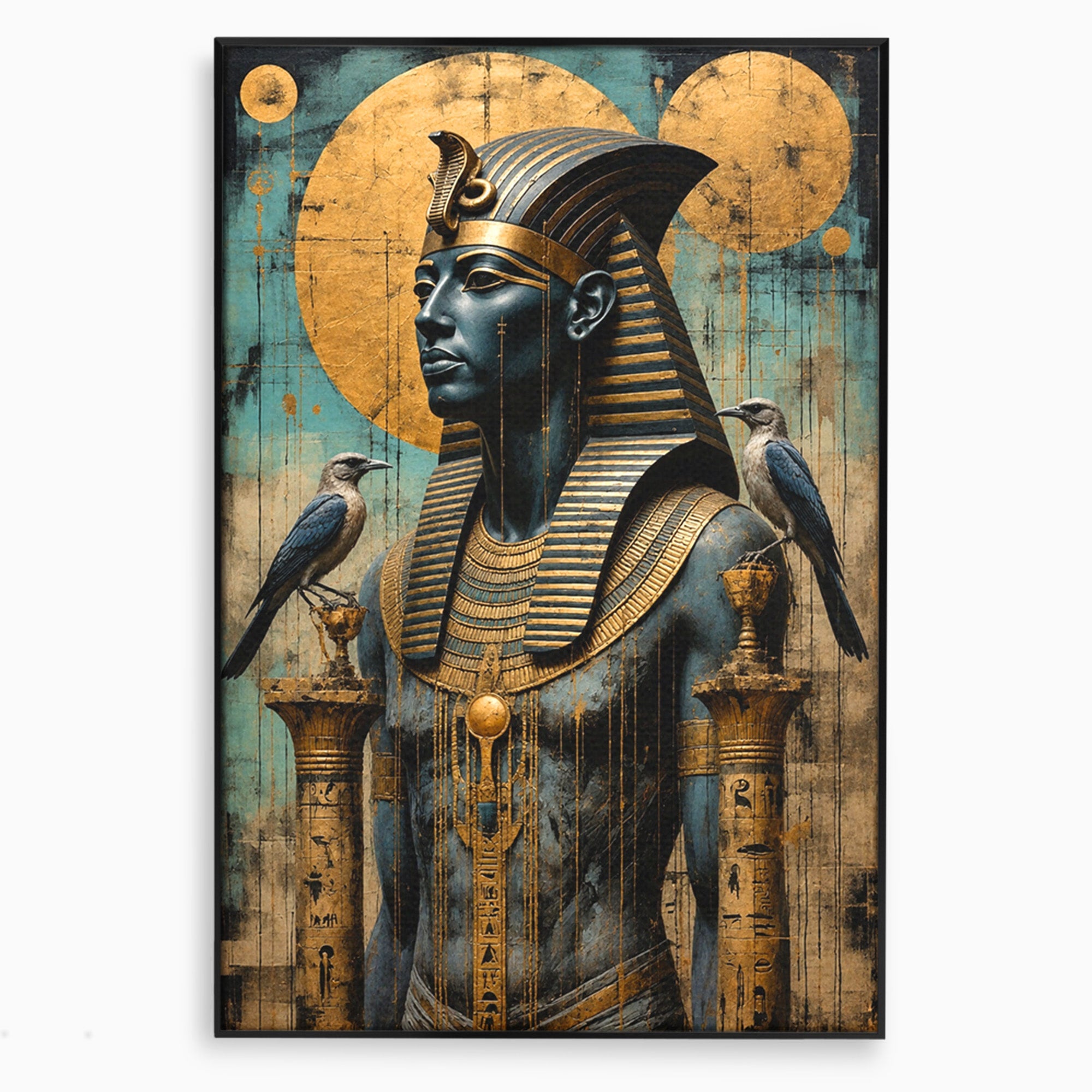 Tablou Canvas Premium LuxCanva® T1057, Faraon Egiptean Regal, Faraon, Egipt, Istoric, Antic, Dormitor, Culori Vibrante