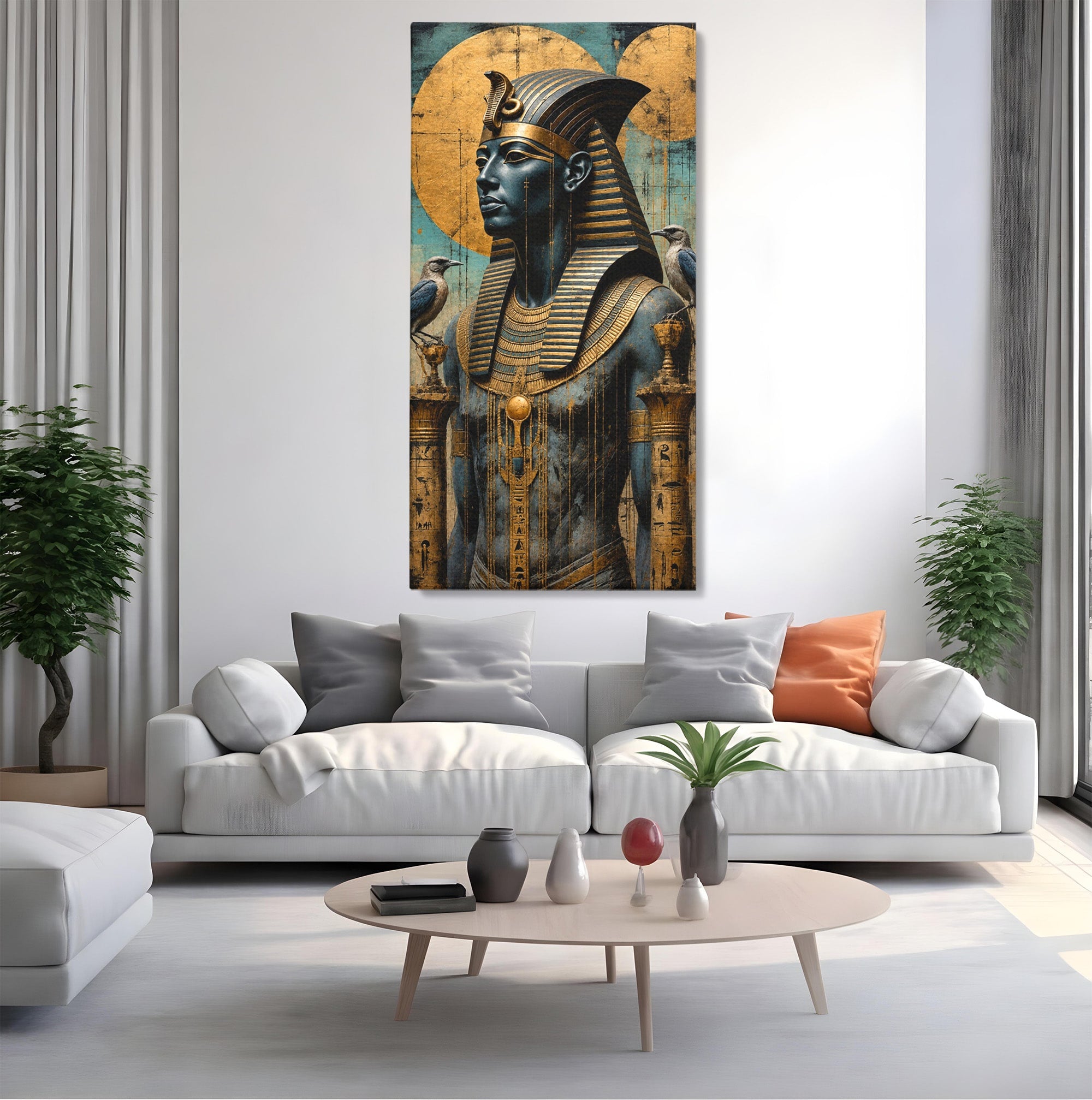 Tablou Canvas Premium LuxCanva® T1057, Faraon Egiptean Regal, Faraon, Egipt, Istoric, Antic, Dormitor, Culori Vibrante