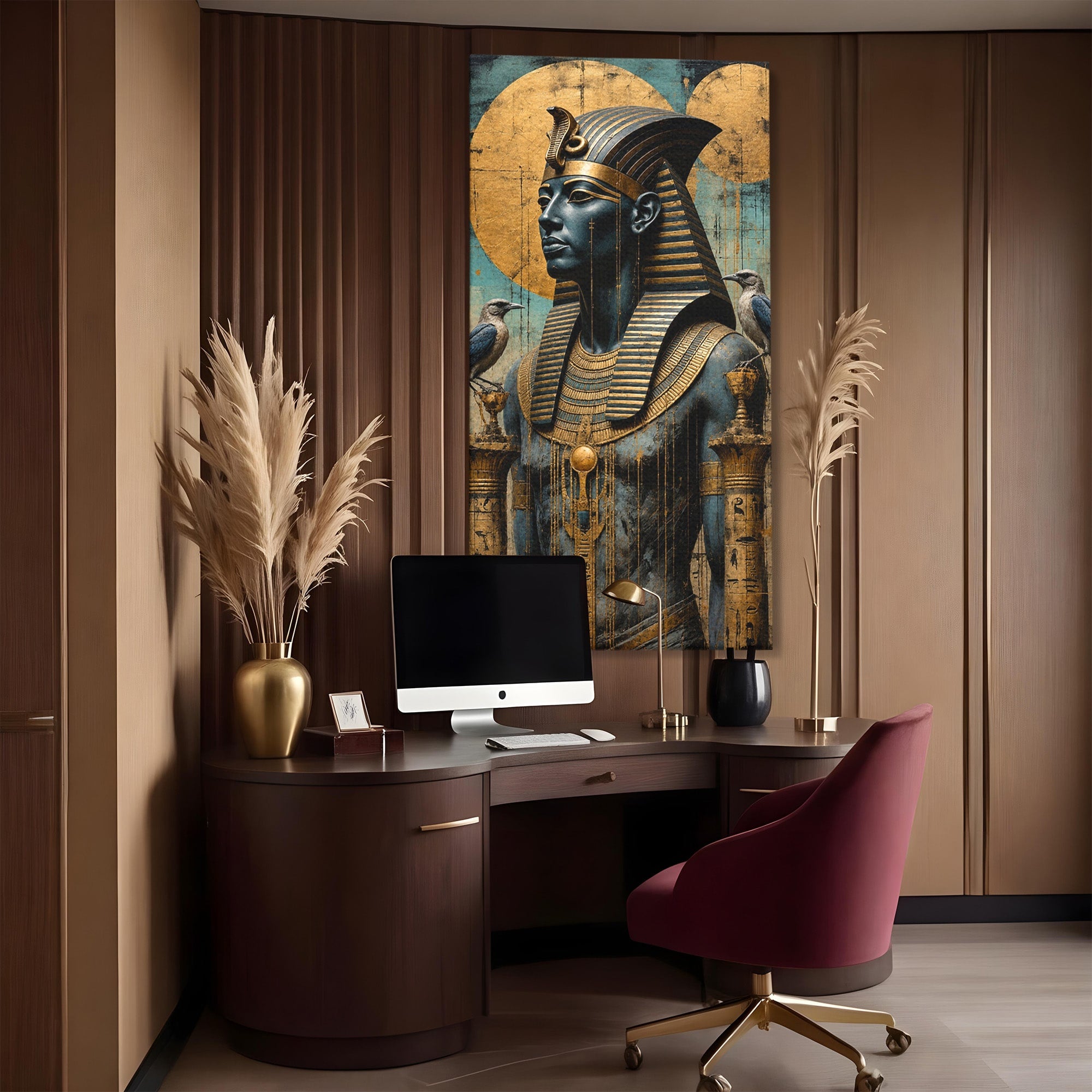 Tablou Canvas Premium LuxCanva® T1057, Faraon Egiptean Regal, Faraon, Egipt, Istoric, Antic, Dormitor, Culori Vibrante