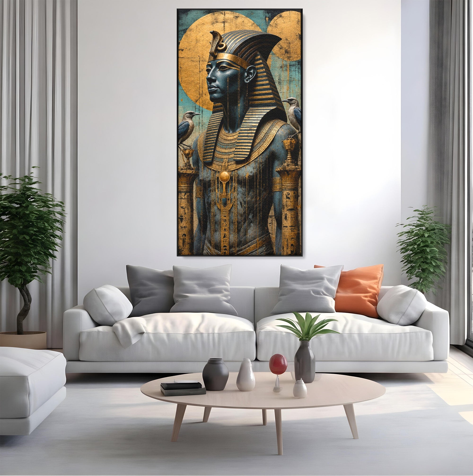 Tablou Canvas Premium LuxCanva® T1057, Faraon Egiptean Regal, Faraon, Egipt, Istoric, Antic, Dormitor, Culori Vibrante