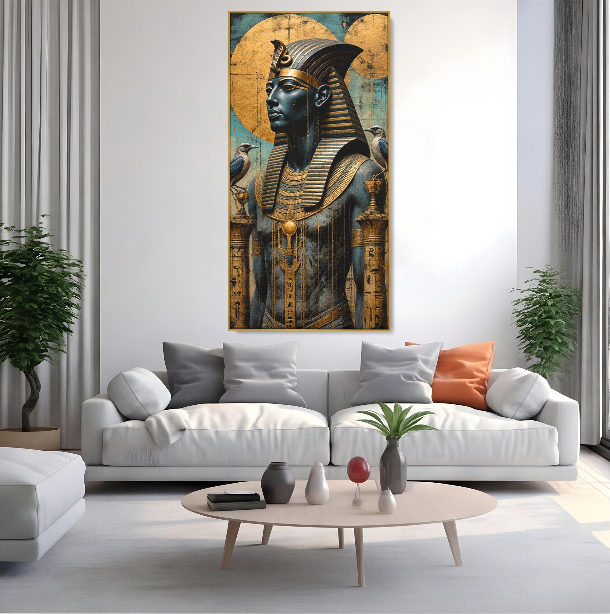 Tablou Canvas Premium LuxCanva® T1057, Faraon Egiptean Regal, Faraon, Egipt, Istoric, Antic, Dormitor, Culori Vibrante
