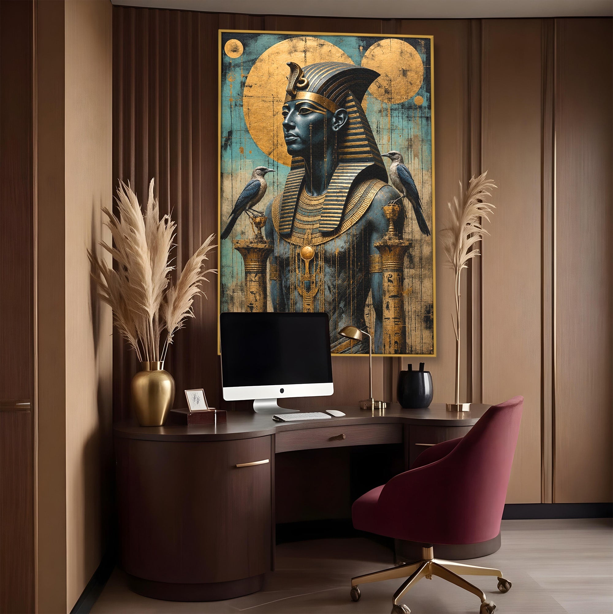 Tablou Canvas Premium LuxCanva® T1057, Faraon Egiptean Regal, Faraon, Egipt, Istoric, Antic, Dormitor, Culori Vibrante