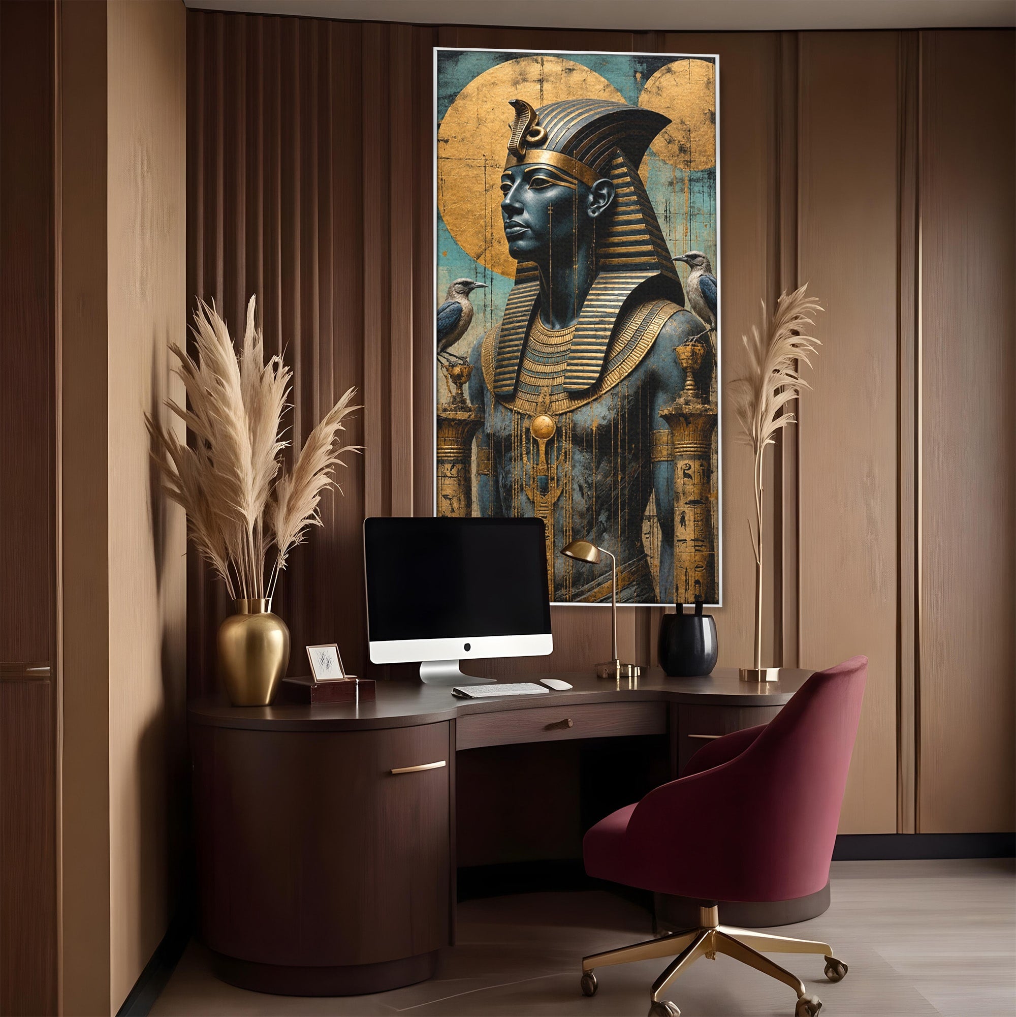 Tablou Canvas Premium LuxCanva® T1057, Faraon Egiptean Regal, Faraon, Egipt, Istoric, Antic, Dormitor, Culori Vibrante