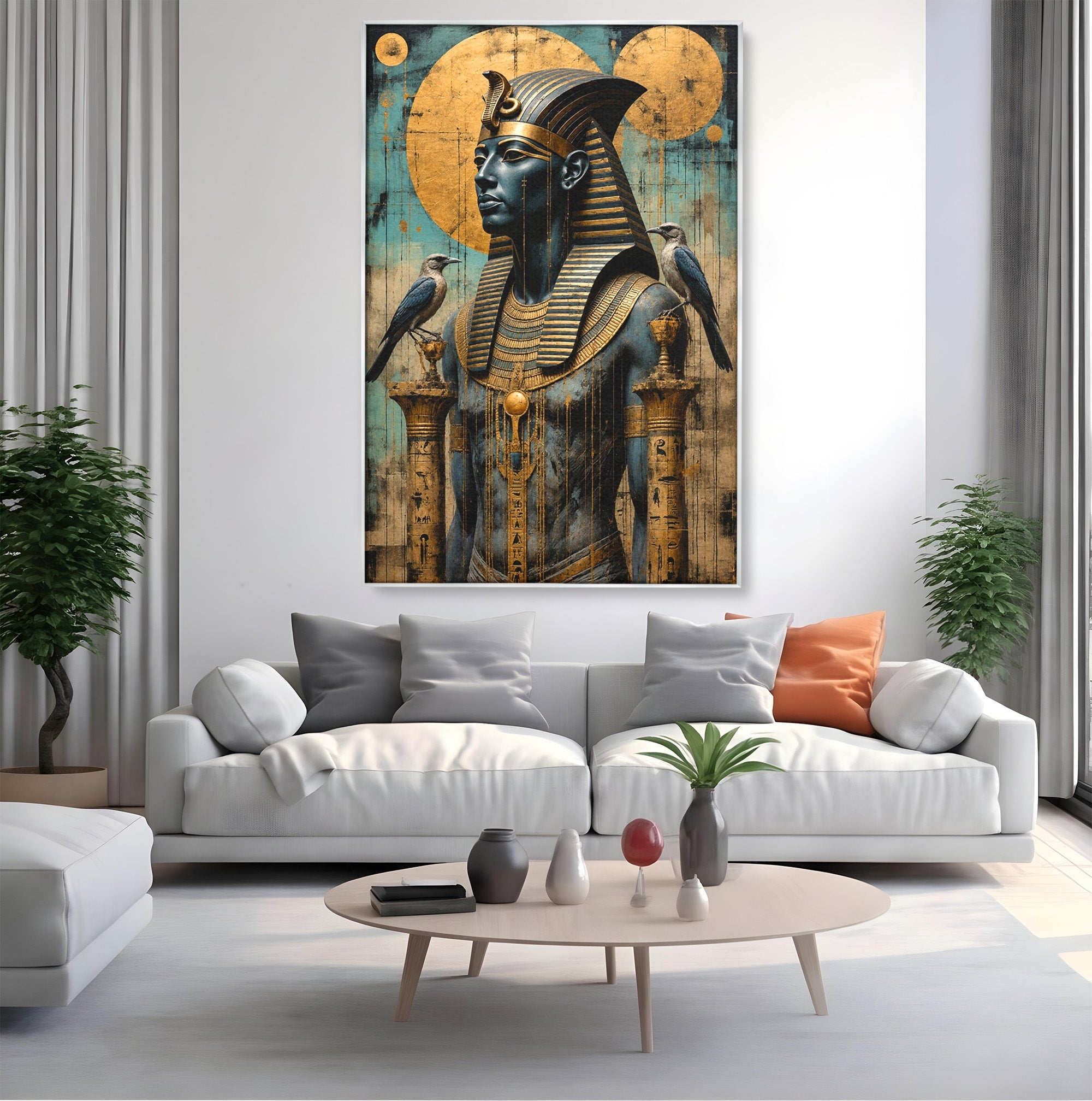Tablou Canvas Premium LuxCanva® T1057, Faraon Egiptean Regal, Faraon, Egipt, Istoric, Antic, Dormitor, Culori Vibrante