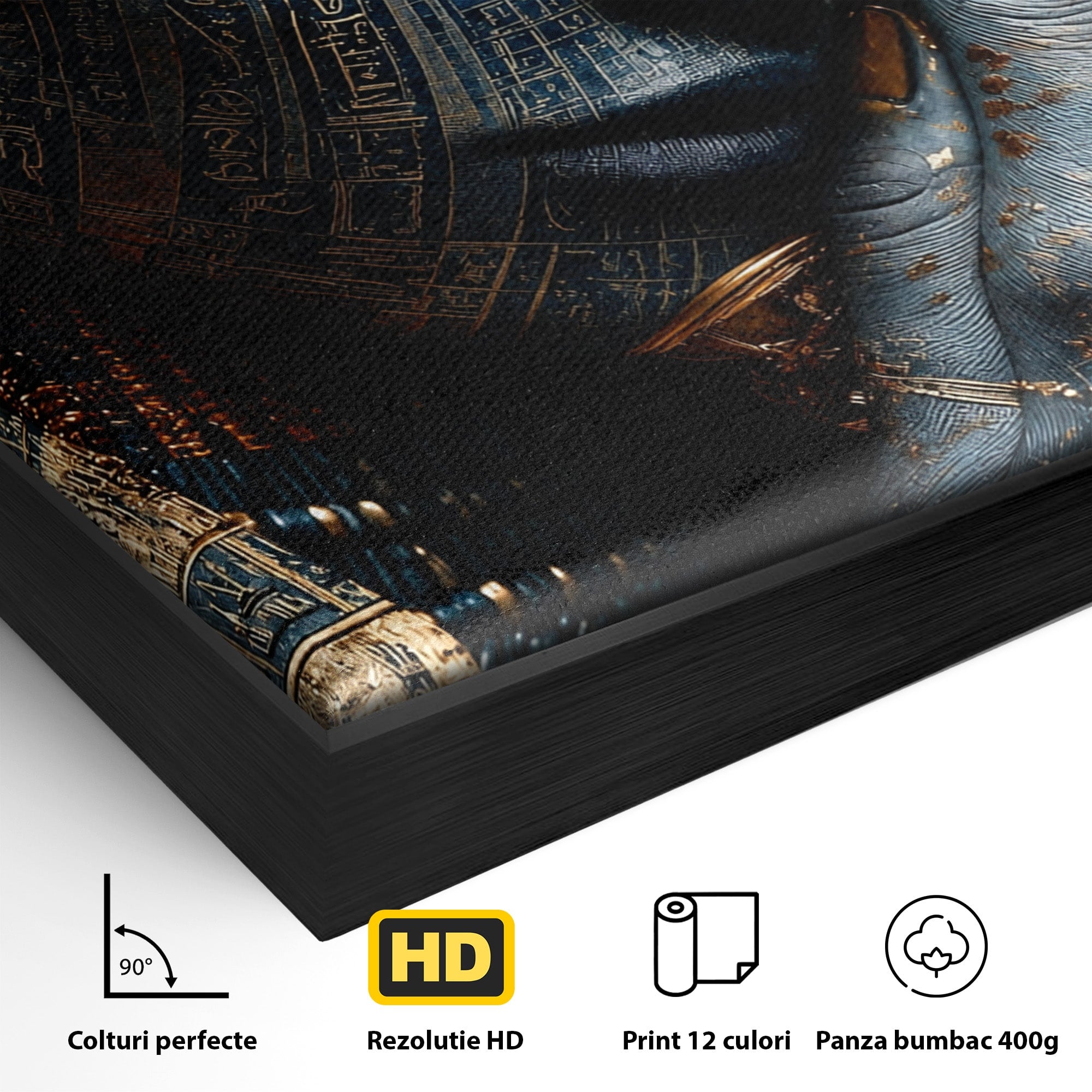 Tablou Canvas Premium LuxCanva® T1058, Misterul Faraonului, Egipt, Regina, Antichitate, Portret, Dormitor, Culori Vibrante