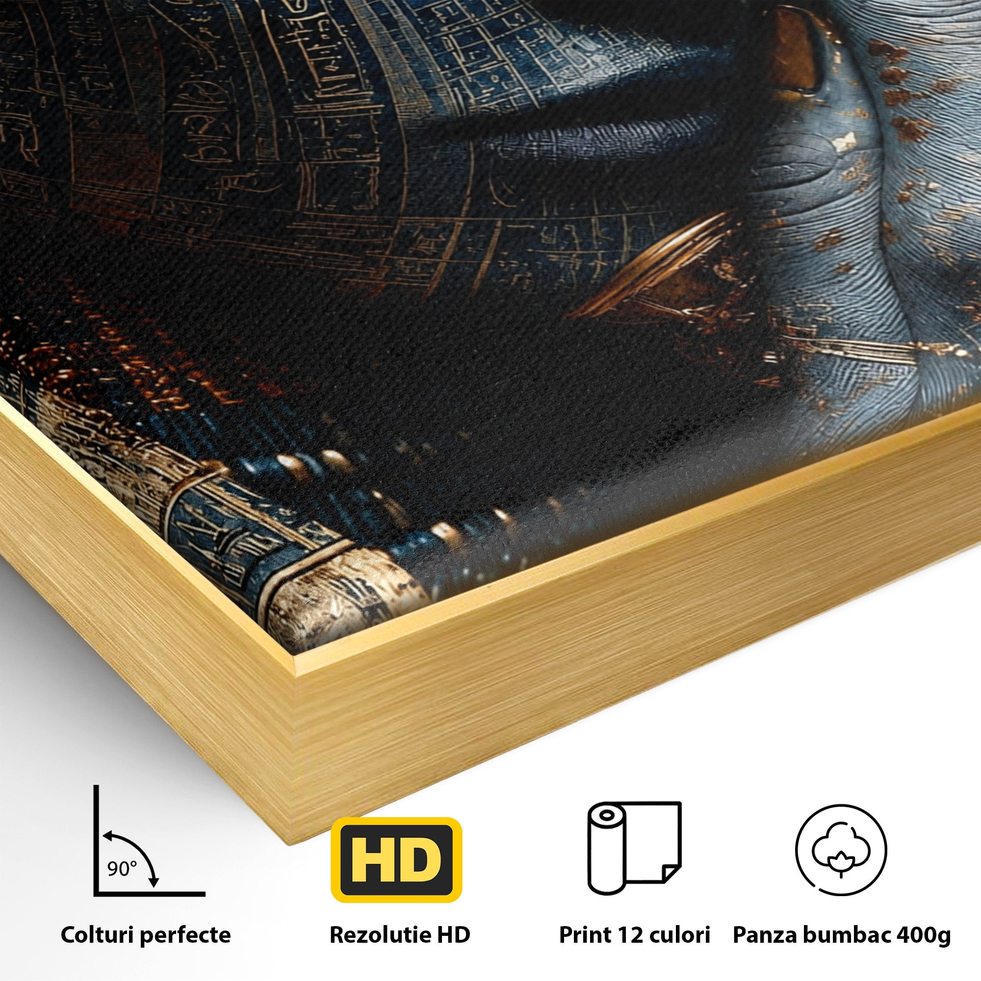 Tablou Canvas Premium LuxCanva® T1058, Misterul Faraonului, Egipt, Regina, Antichitate, Portret, Dormitor, Culori Vibrante