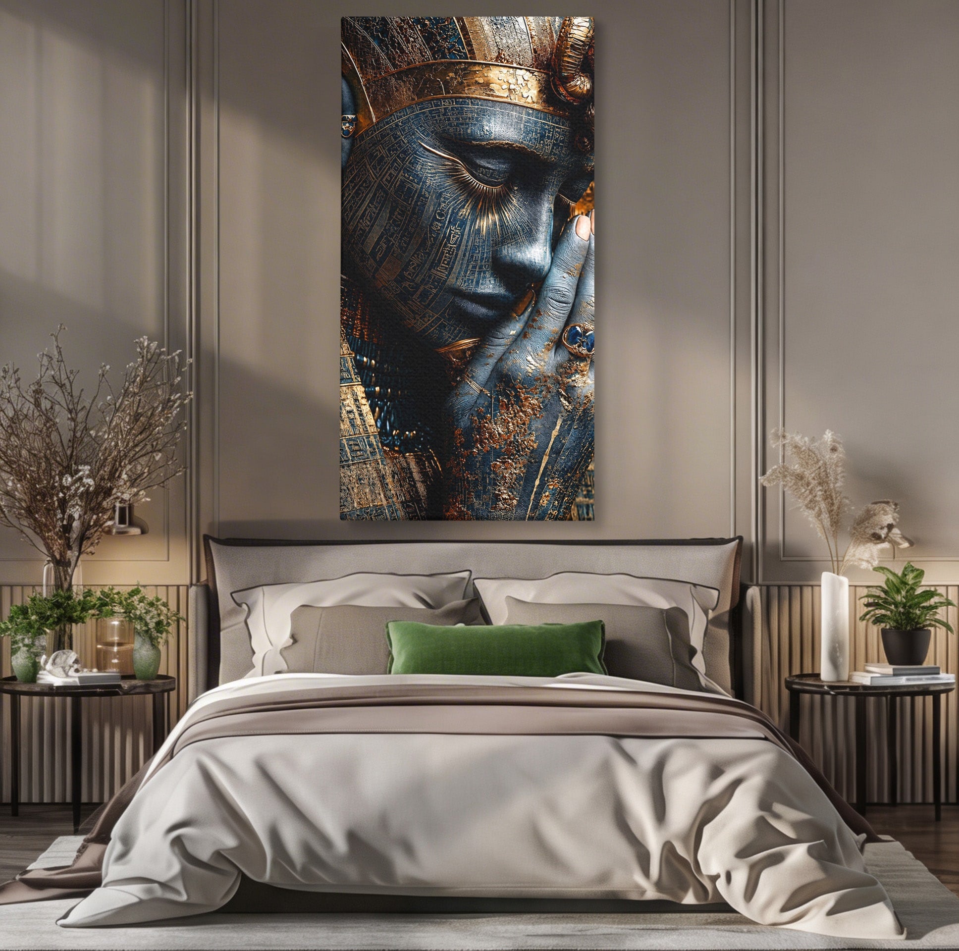 Tablou Canvas Premium LuxCanva® T1058, Misterul Faraonului, Egipt, Regina, Antichitate, Portret, Dormitor, Culori Vibrante