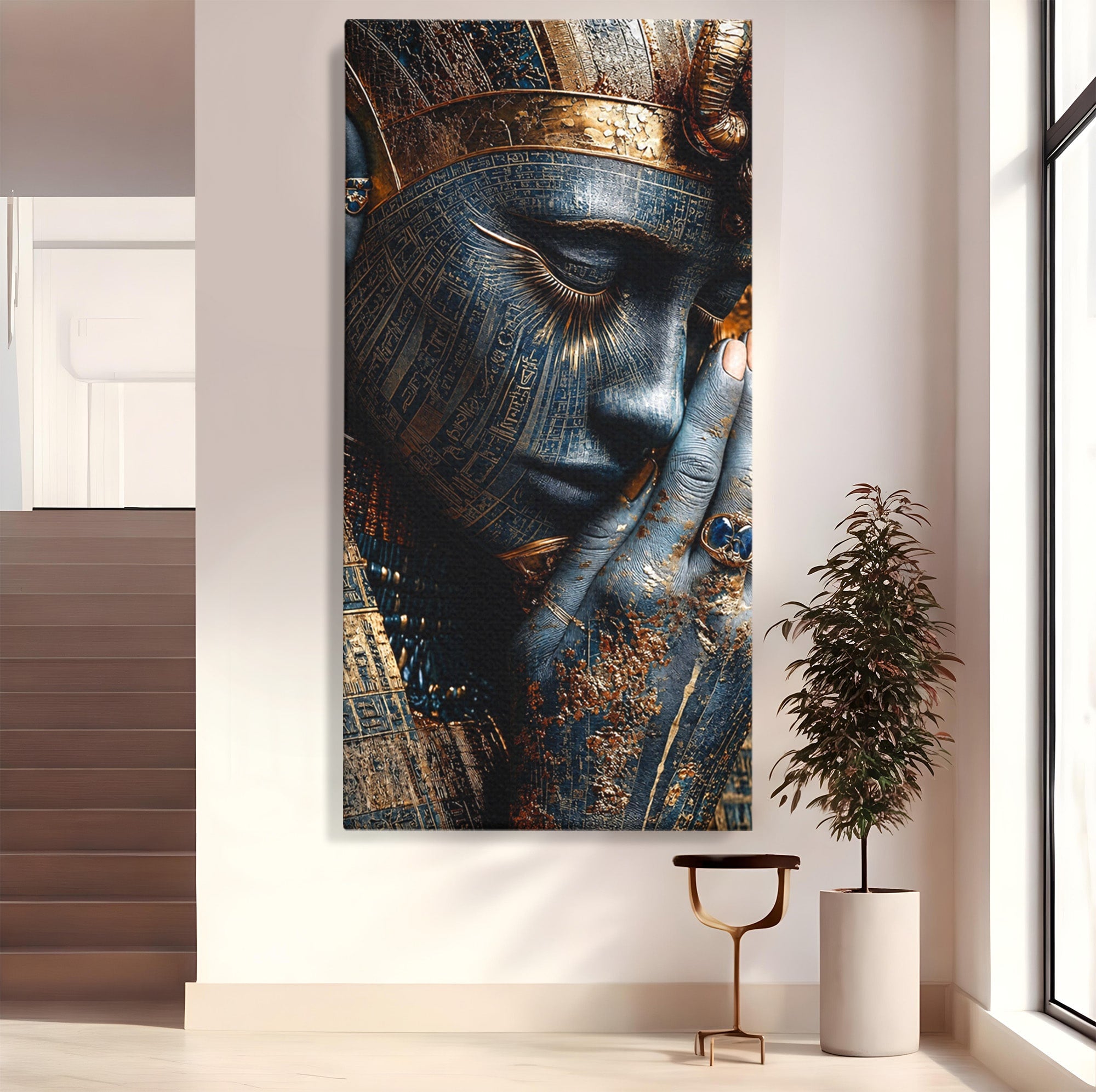 Tablou Canvas Premium LuxCanva® T1058, Misterul Faraonului, Egipt, Regina, Antichitate, Portret, Dormitor, Culori Vibrante